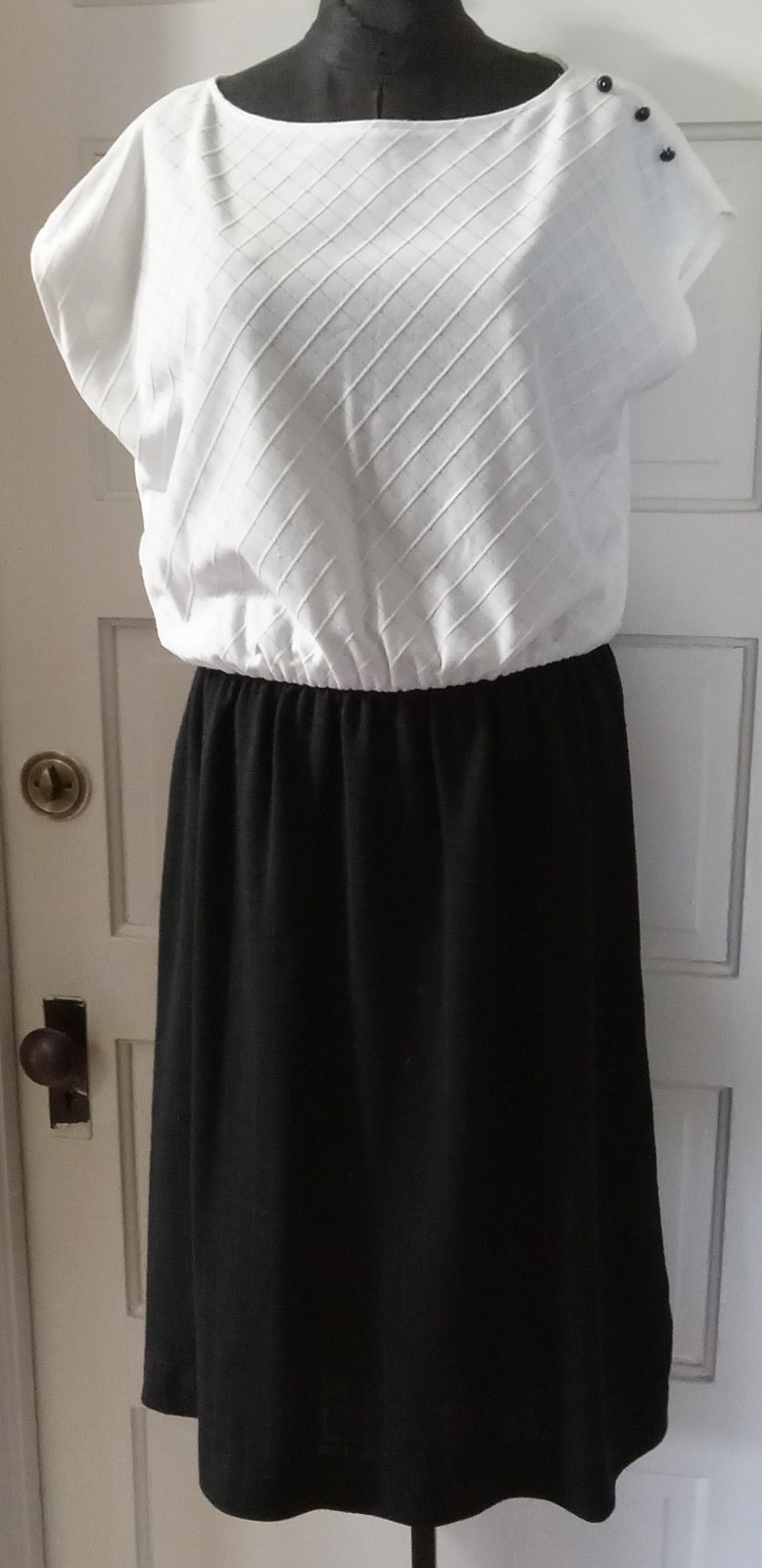 MS CLAIRE Black & White Grid 70’s Dress USA 18
