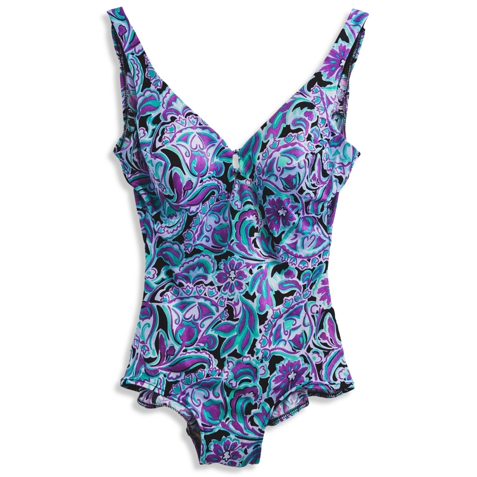 Vintage 90s Maxine of Hollywood Swimsuit Women Purple Retro Pinup Girl One Piece