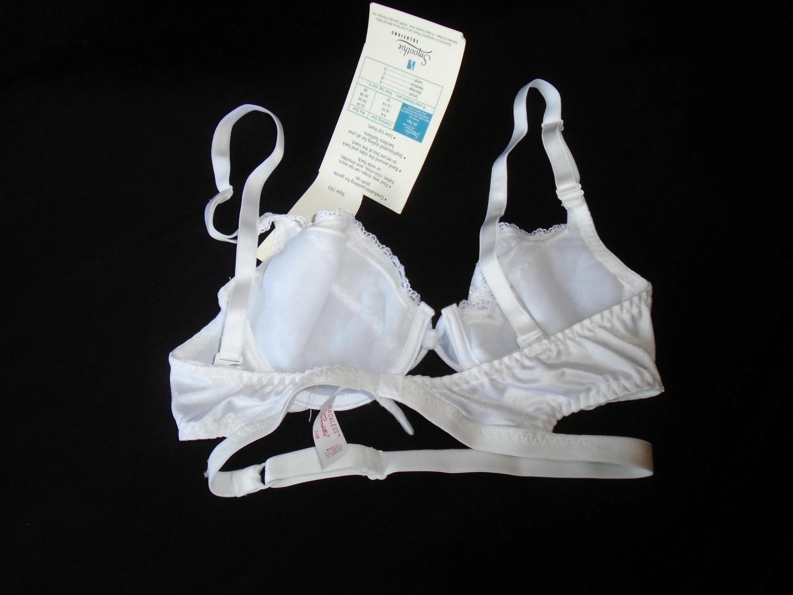 34B NWT White Underwire Convertible Vintage SMOOTHIE Backless Bra #193 34B