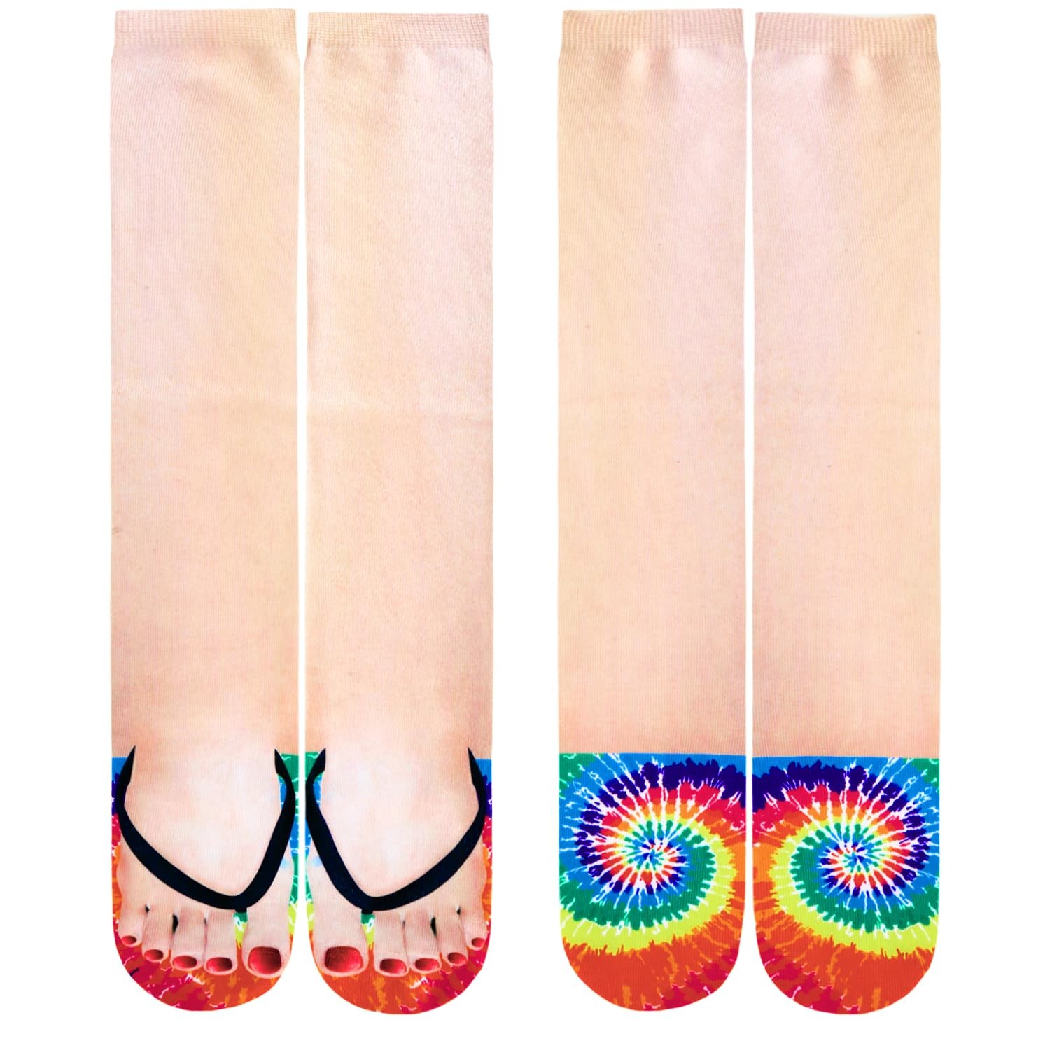 Benefeet Sox Womens Funny Crazy 3D Manicure Flip One Size, Flop Tie Dye