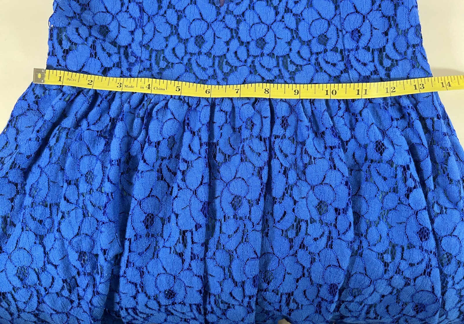 VTG Royal Blue Lace Silk Lined Short Dress Adult M Cocktail Prom Wedding USA