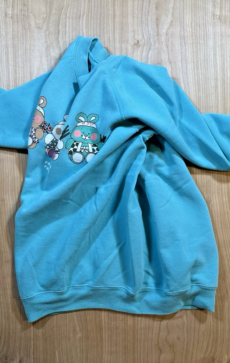 vintage 1987 japanese bunny rabbit CUTE SWEATSHIRT hanes L KAWAII aya-ko MOCHI