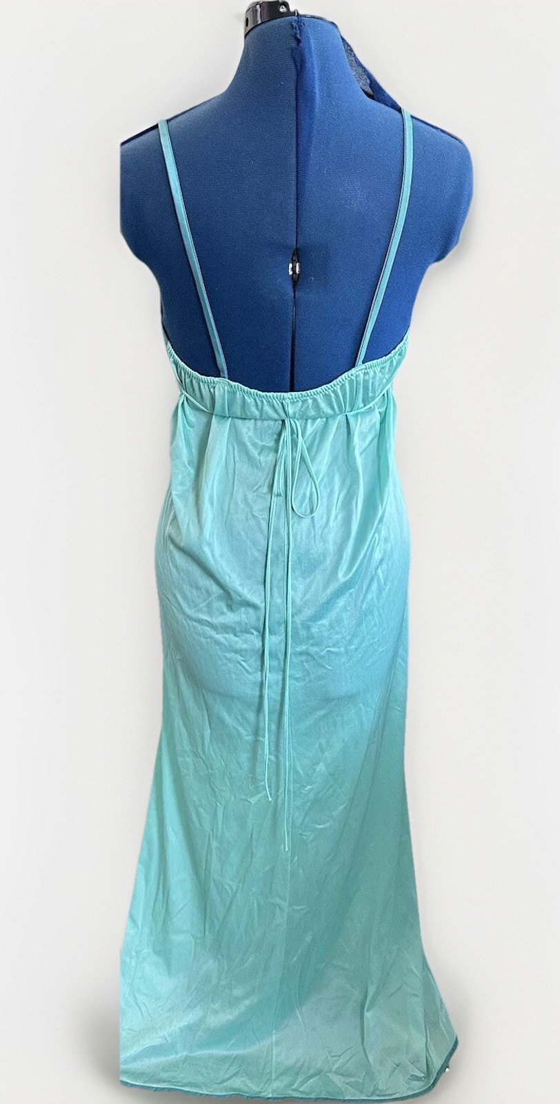 Vintage 70s Dutchess Individually Yours Teal Nightgown Slip Fairy Whimsy Cottage