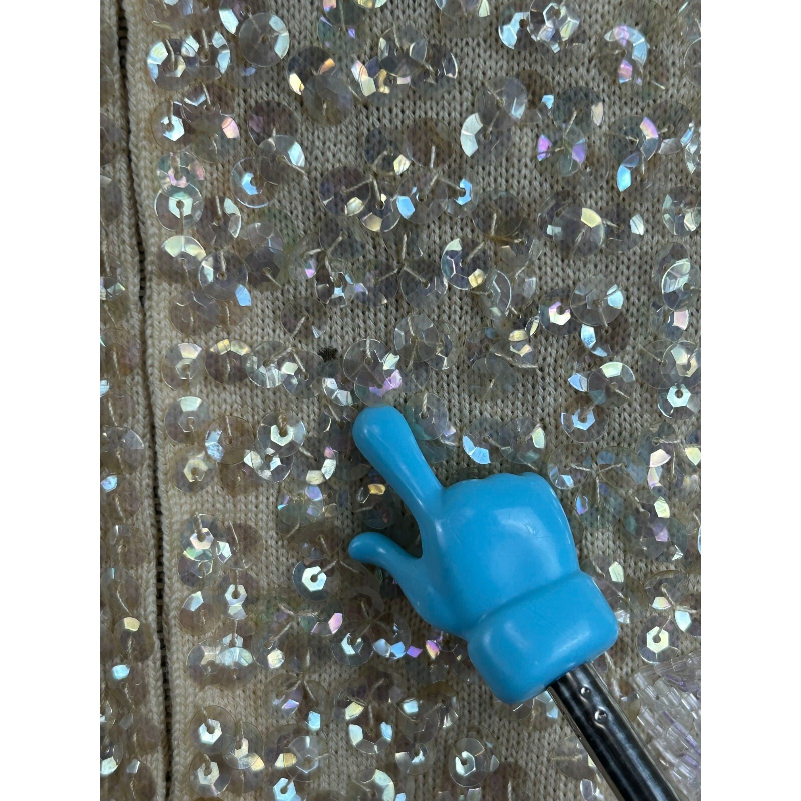 Vintage Sleeveless Sequin Beaded Feather Top Women’s Medium Shell 1950s Flaw