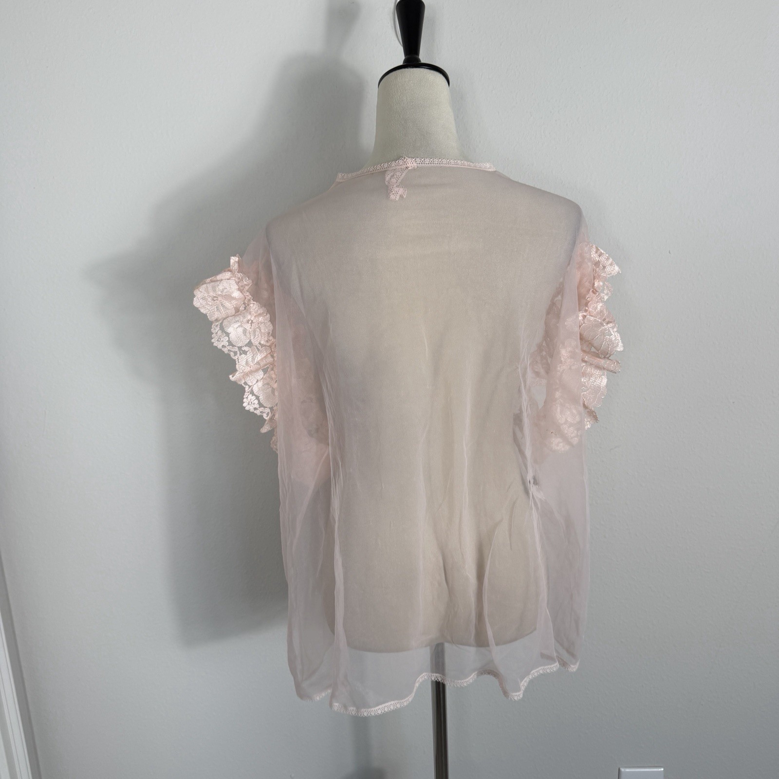 Vintage Alana Gale Cover Up Lace Chiffon Sheer Fairy Dainty Ballet Lingerie XL