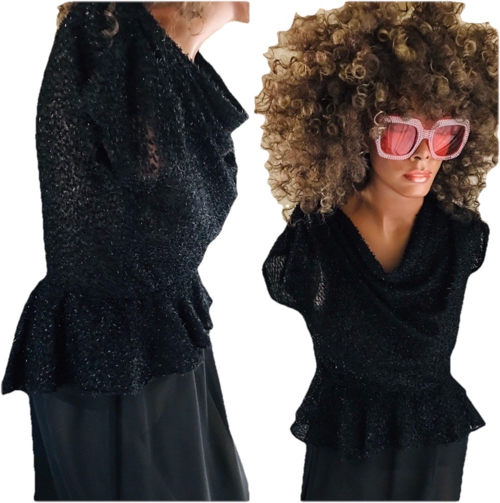 Vintage 40’s via the 70’s Peplum Cowlneck DRESS M