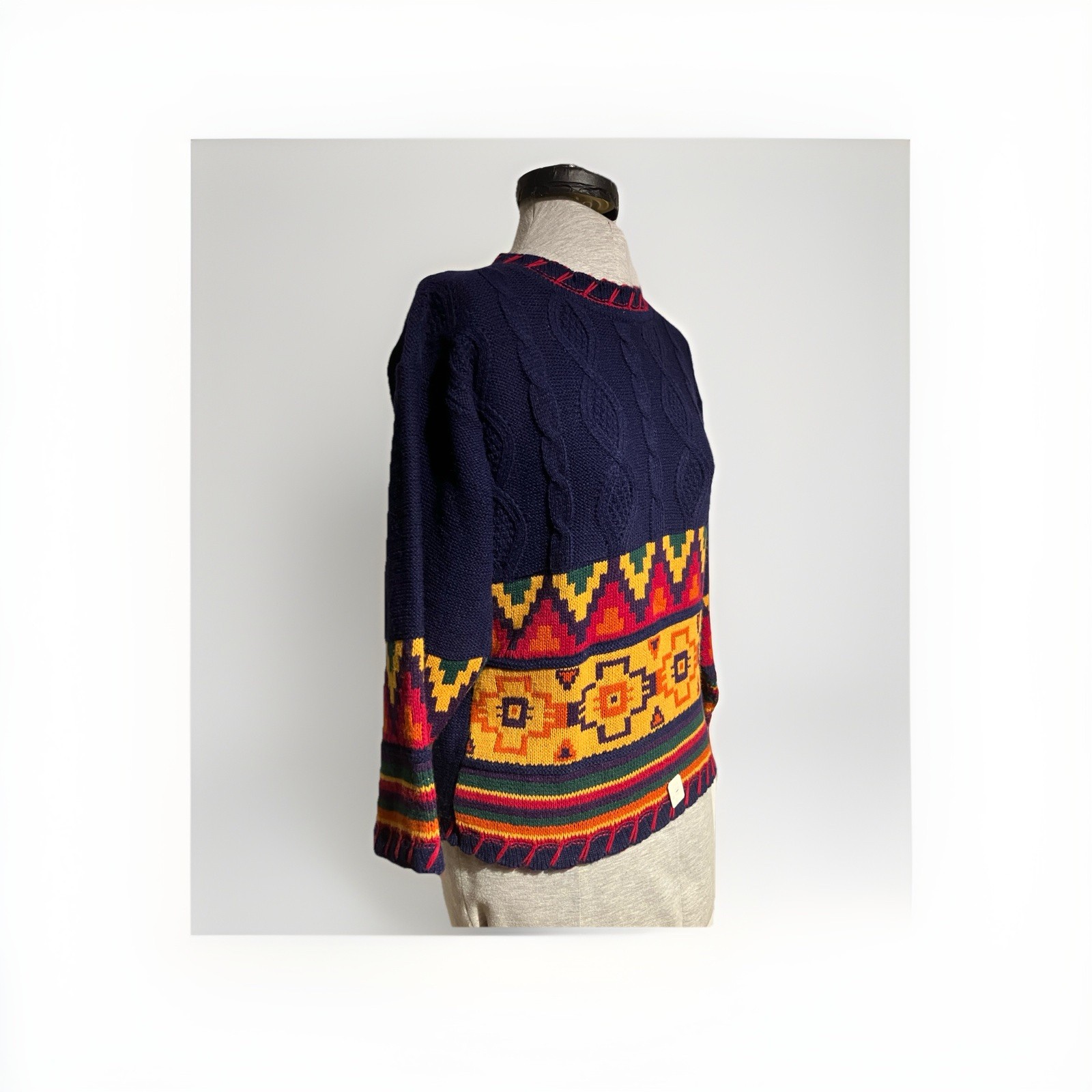 NWT Vintage 80’s Sweater Aztec Pattern Women’s Small Original Tags Attached