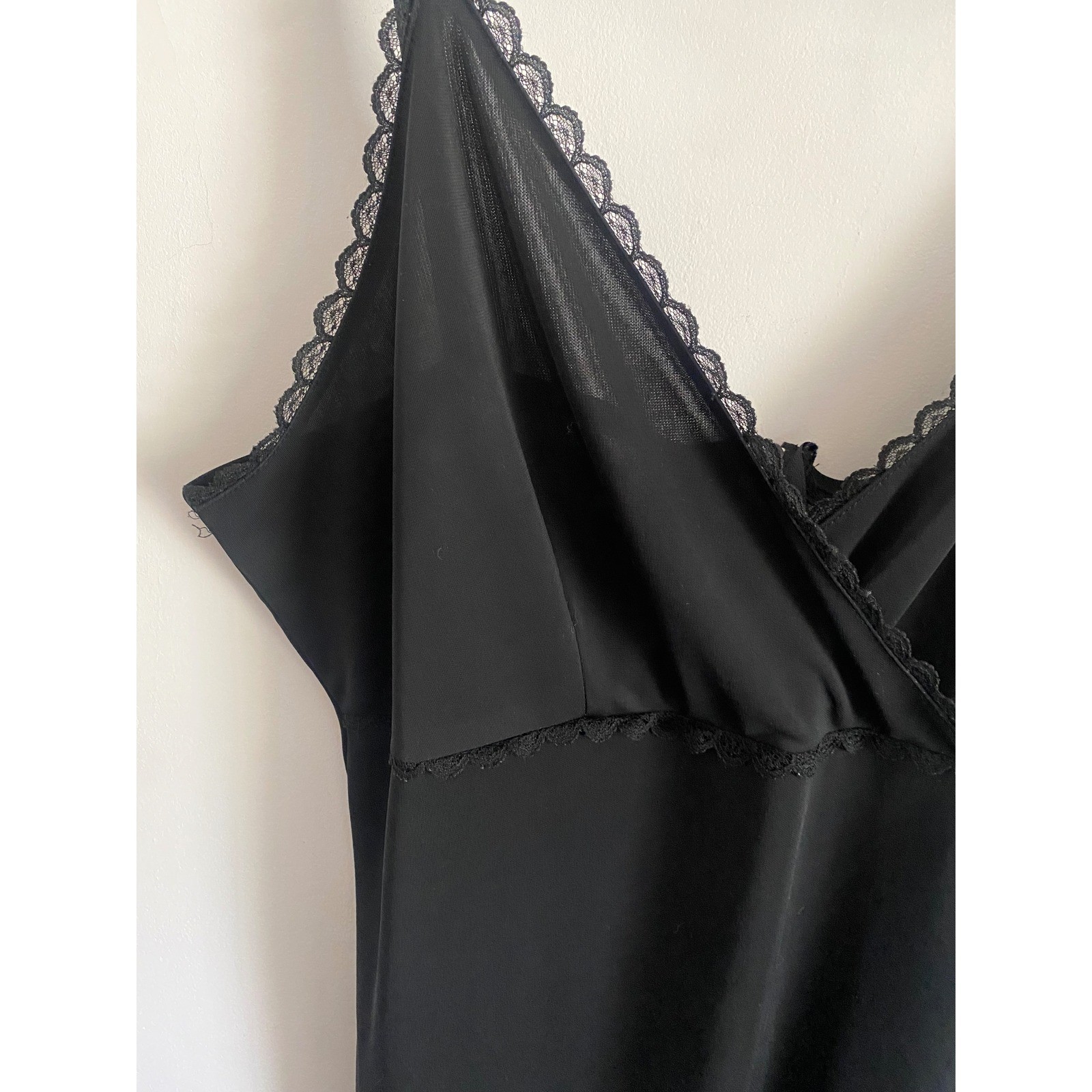 Vintage To To USA Black Lace Trim Slip Dress Adjustable Straps Mini Size L