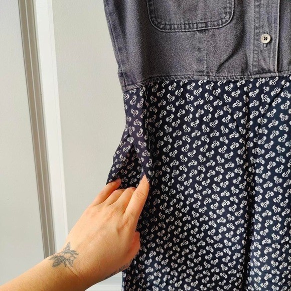 VTG 90s Denim Floral Jumpsuit Tencel Blend USA Twee Nostalgic Jones New York Pet