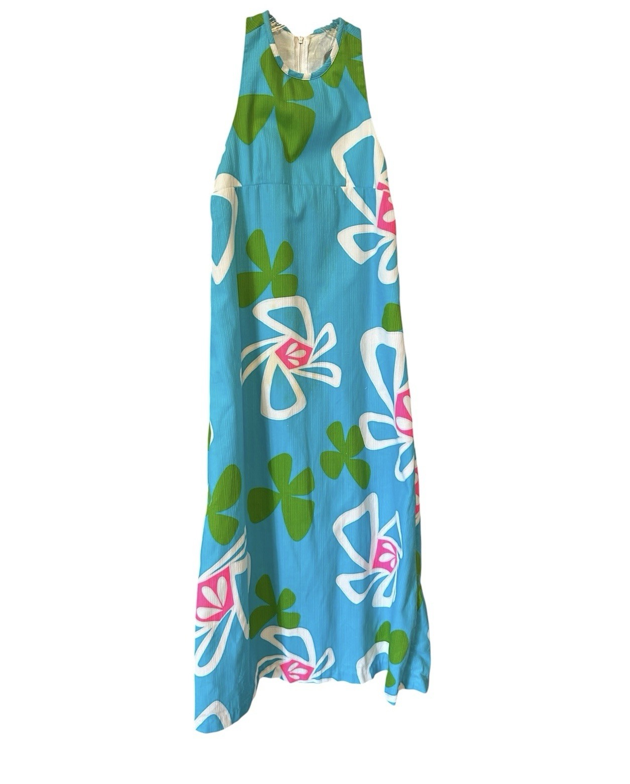 VTG Liberty House Nalii Maxi Halter Dress Sz 10 Floral MCM Multicolor FLAW