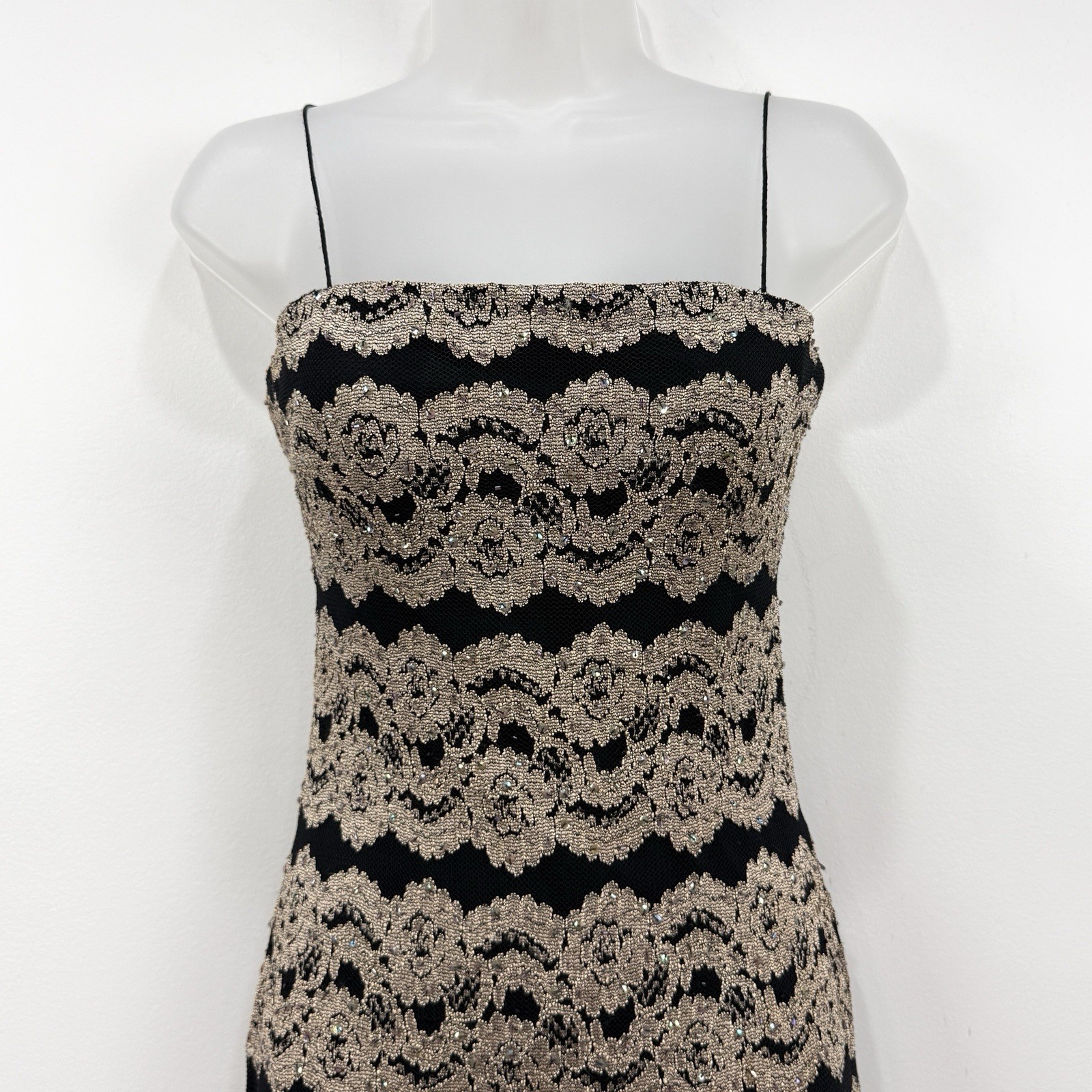 VTG 90s Cache Whimsigoth Dress Womens 4 Sequins Lace Fairy Grunge Maxi Event