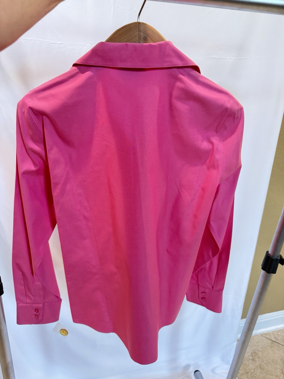 Talbots Vintage Collated Pink Button Closure Long Sleeve Blouse Size 14