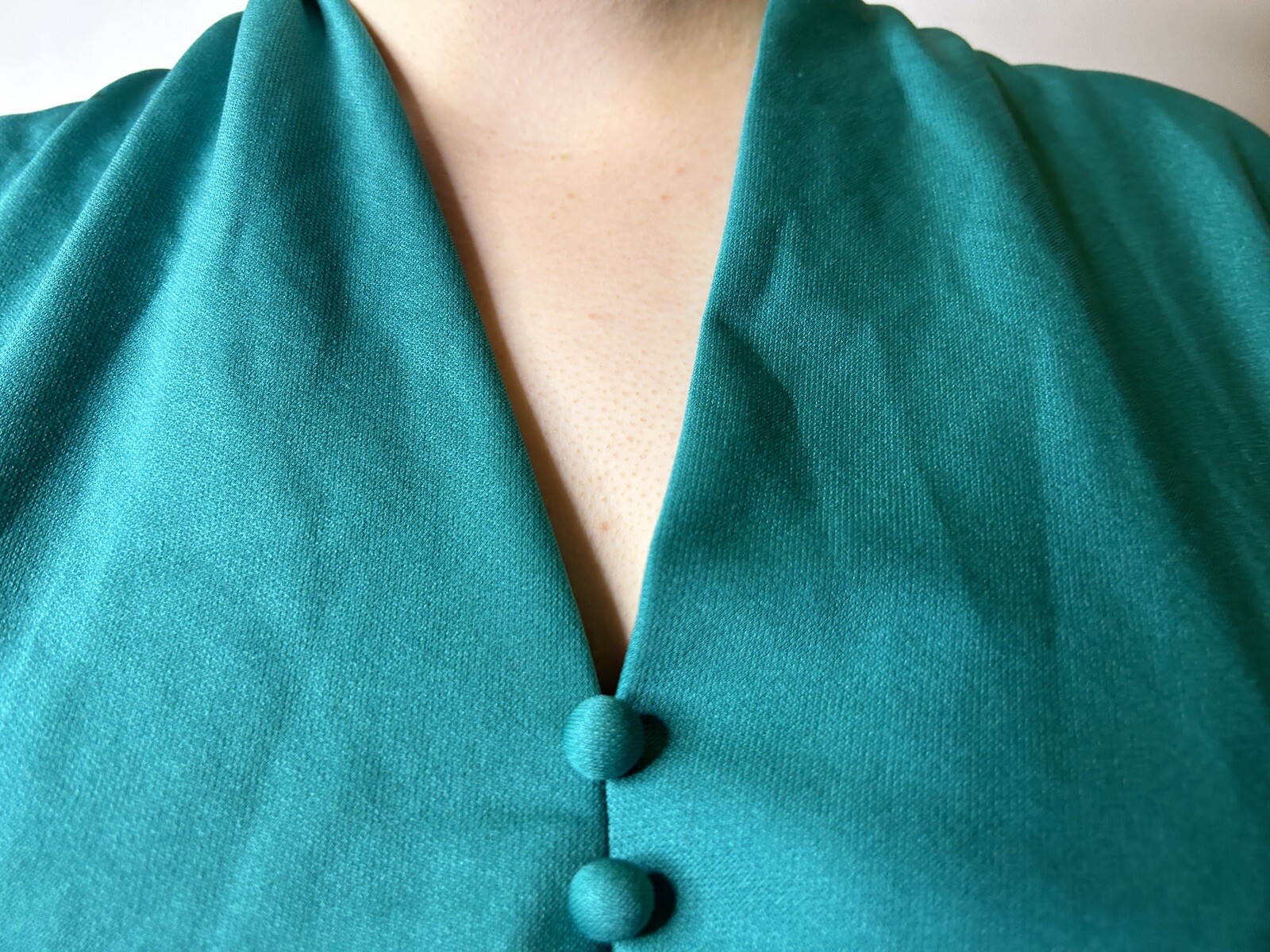Vintage 1980s does 70s Teal Midi Caftan Dress Chiffon Sleeves Prairie Boho AU 14