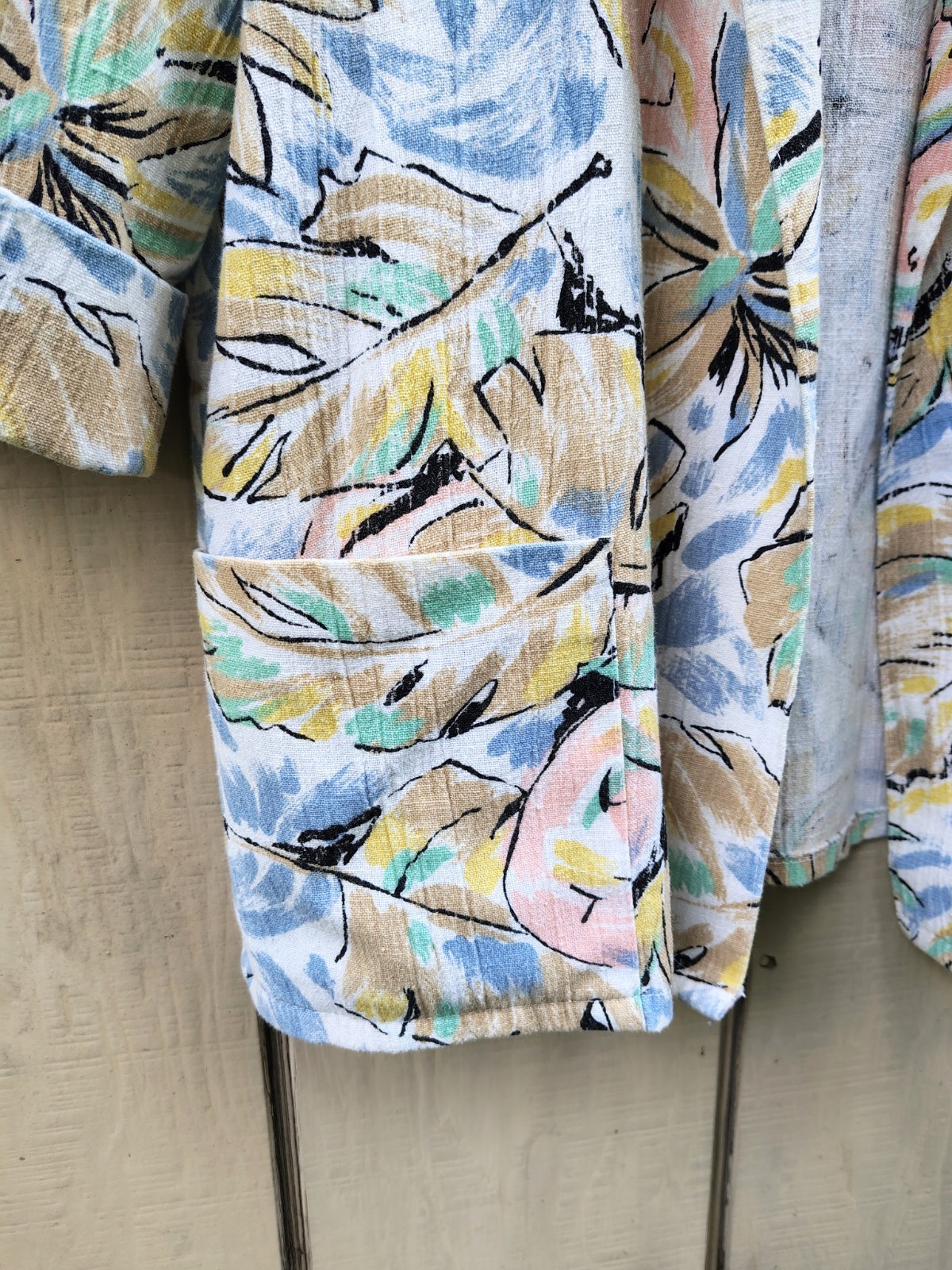 ACT III Vintage Blazer Floral Open Front Jacket Pastel Tropical Coastal 80’s