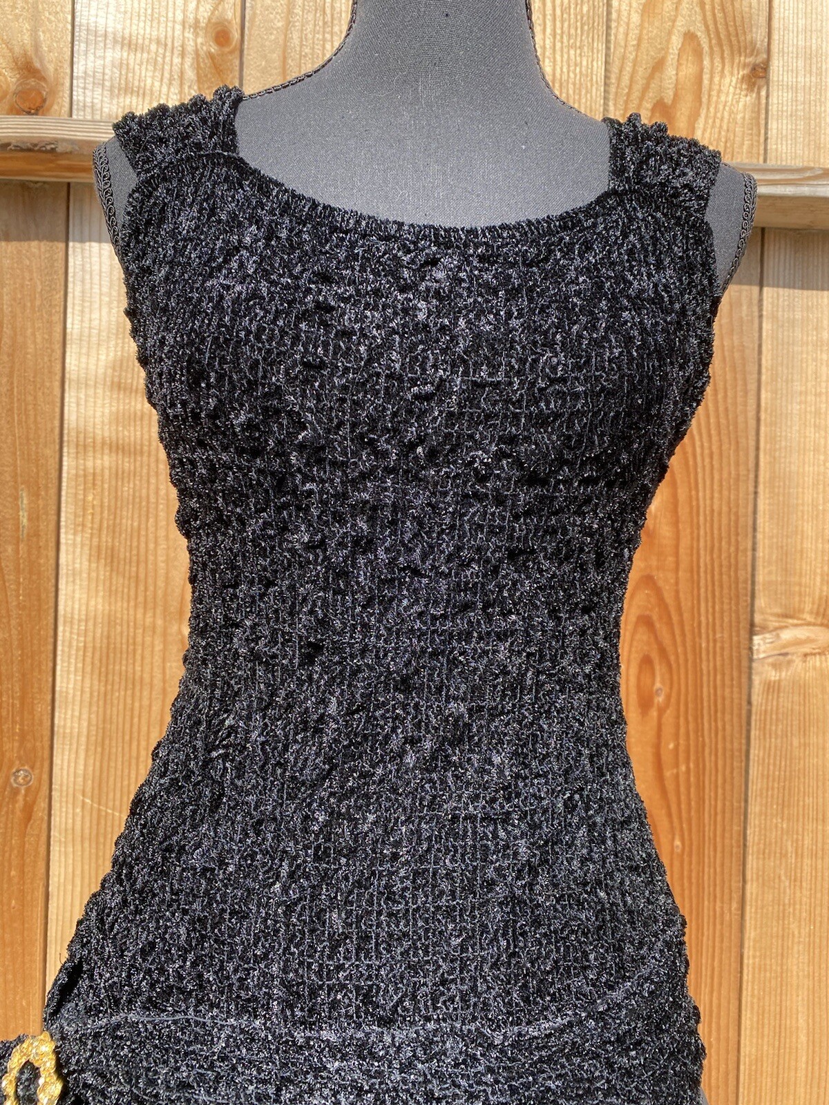vintage isabel martin paris black velvet puckered backless 80s dress