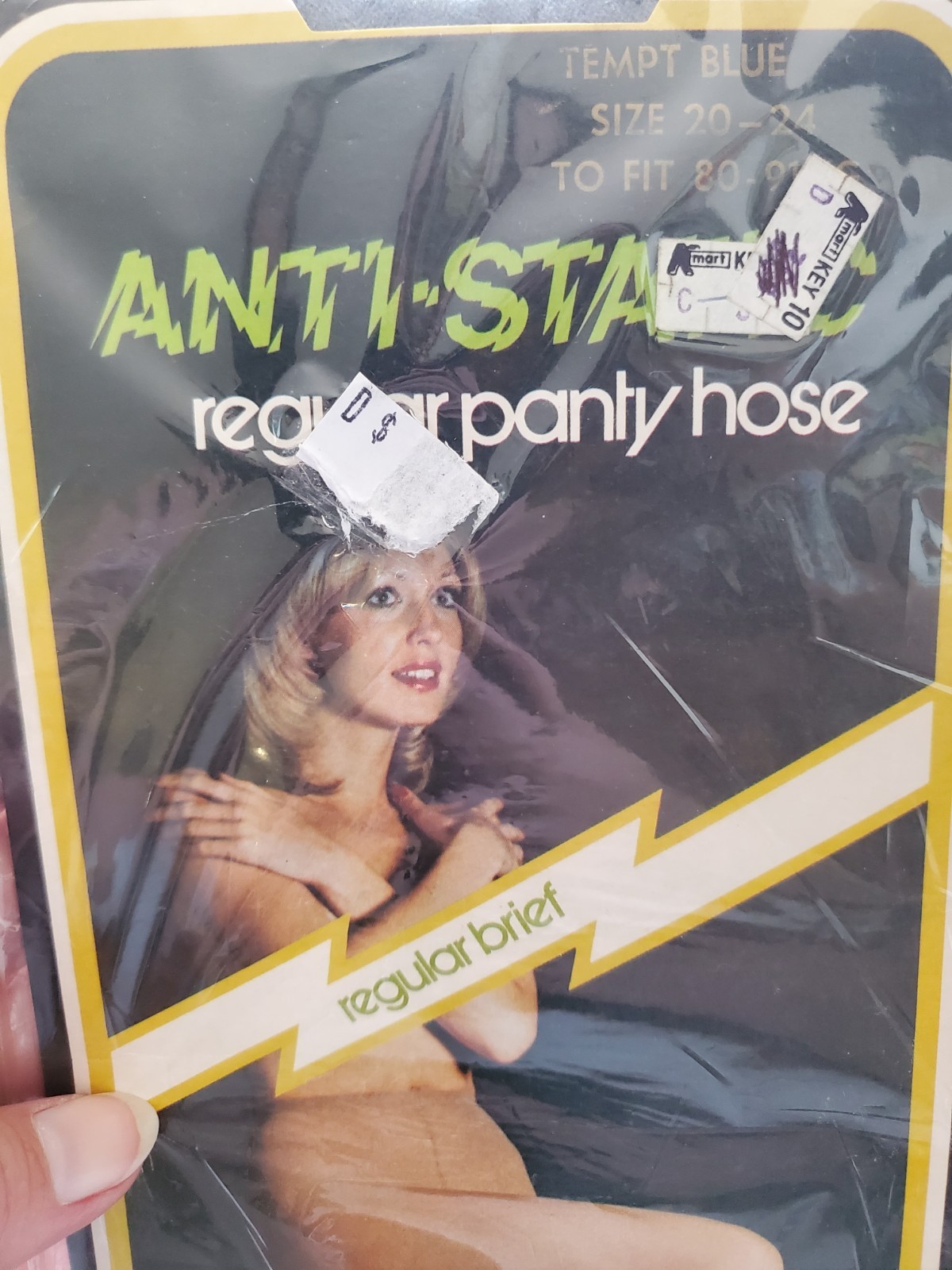 Vintage KMART 70s Stockings Panty Hose TEMP BLUE Anti-Static Regular Size 20-24