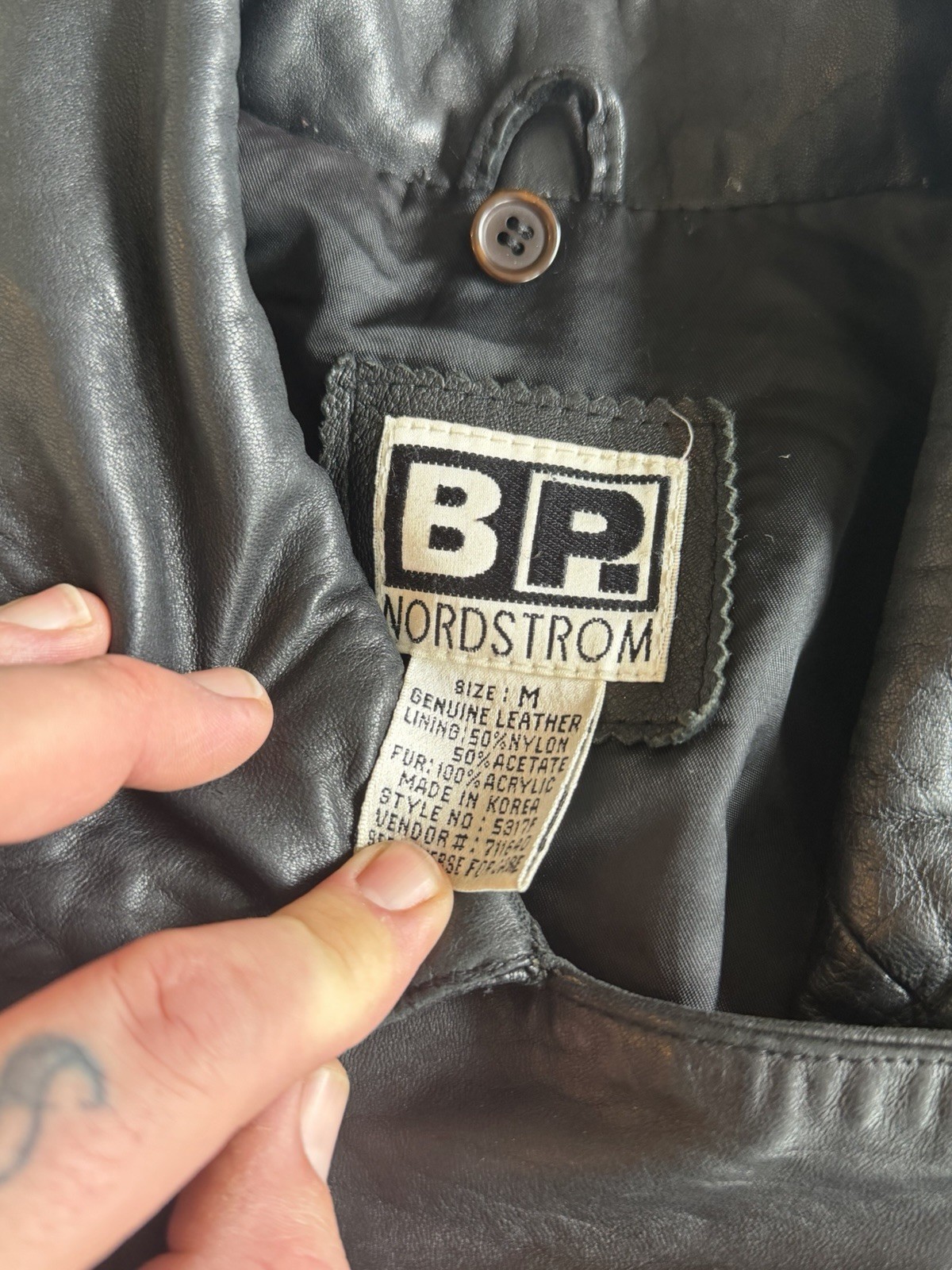 Vtg 90s Brass Plum BP Nordstrom Women’s Black Lamb Leather Jacket Coat L Read
