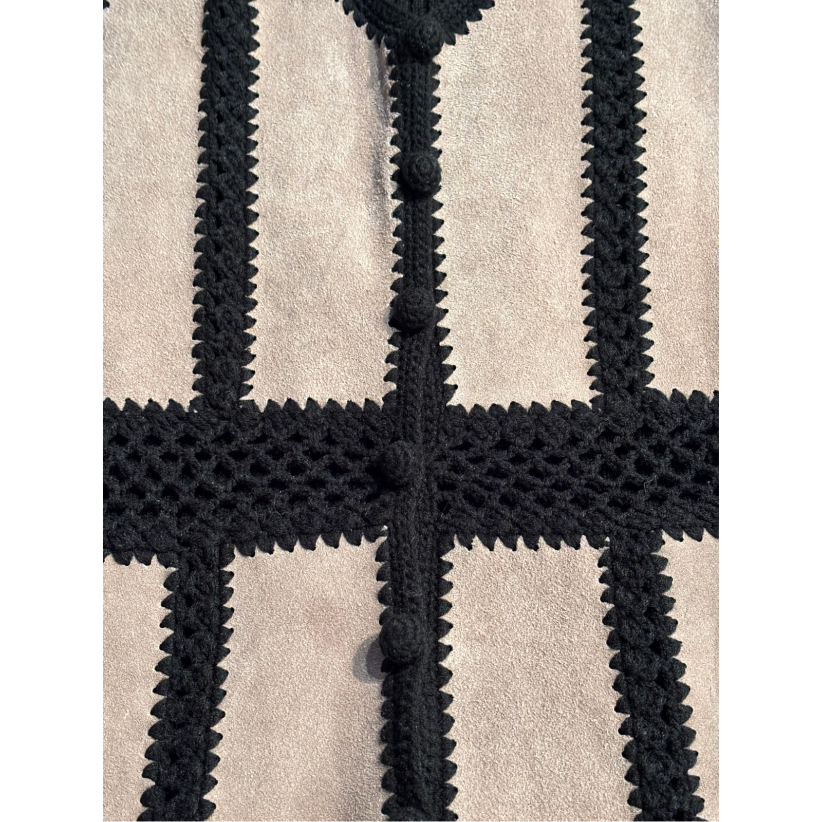 Tarri vtg 60s cream genuine leather and crochet button up sweater vest sz S