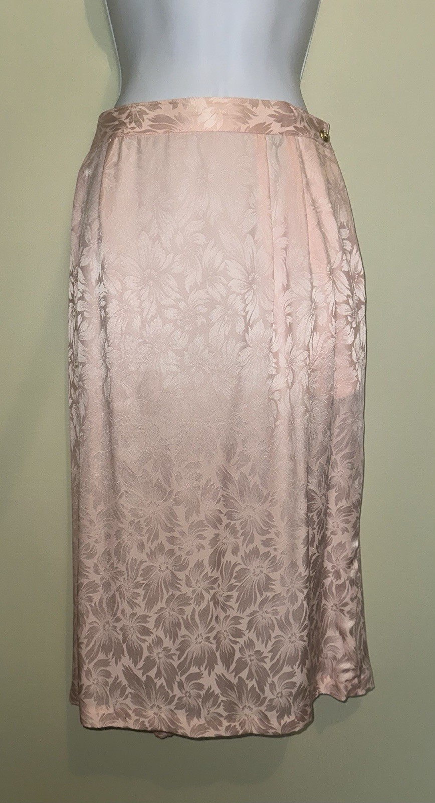 Vintage Pink 3-Piece Blazer Skirt Suit Set Floral Argenti Petites 14 Pure Silk