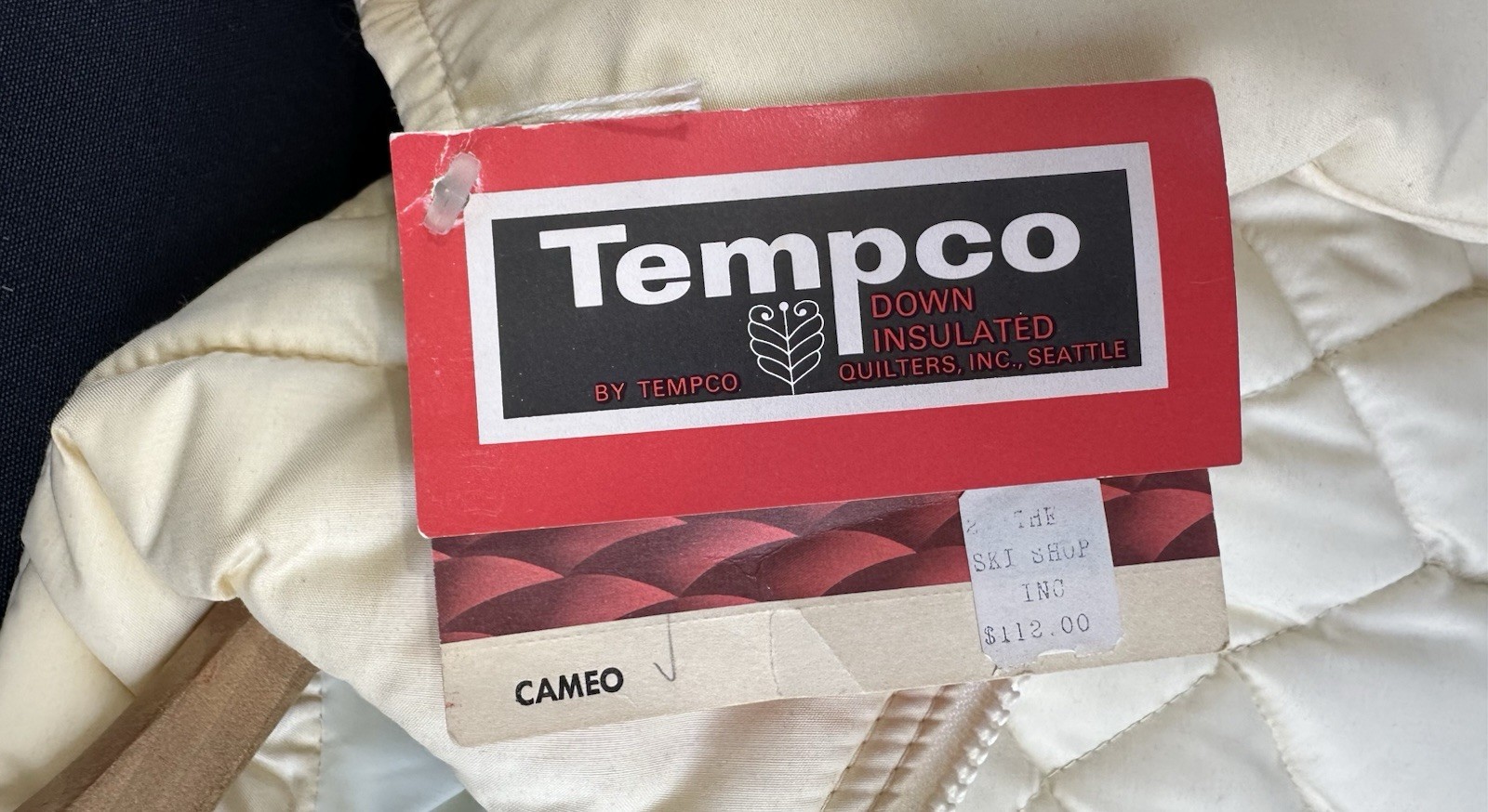 VTG TEMPCO Puffer Jacket Down Insulated Quilted 70s Cream Women’s Size 14