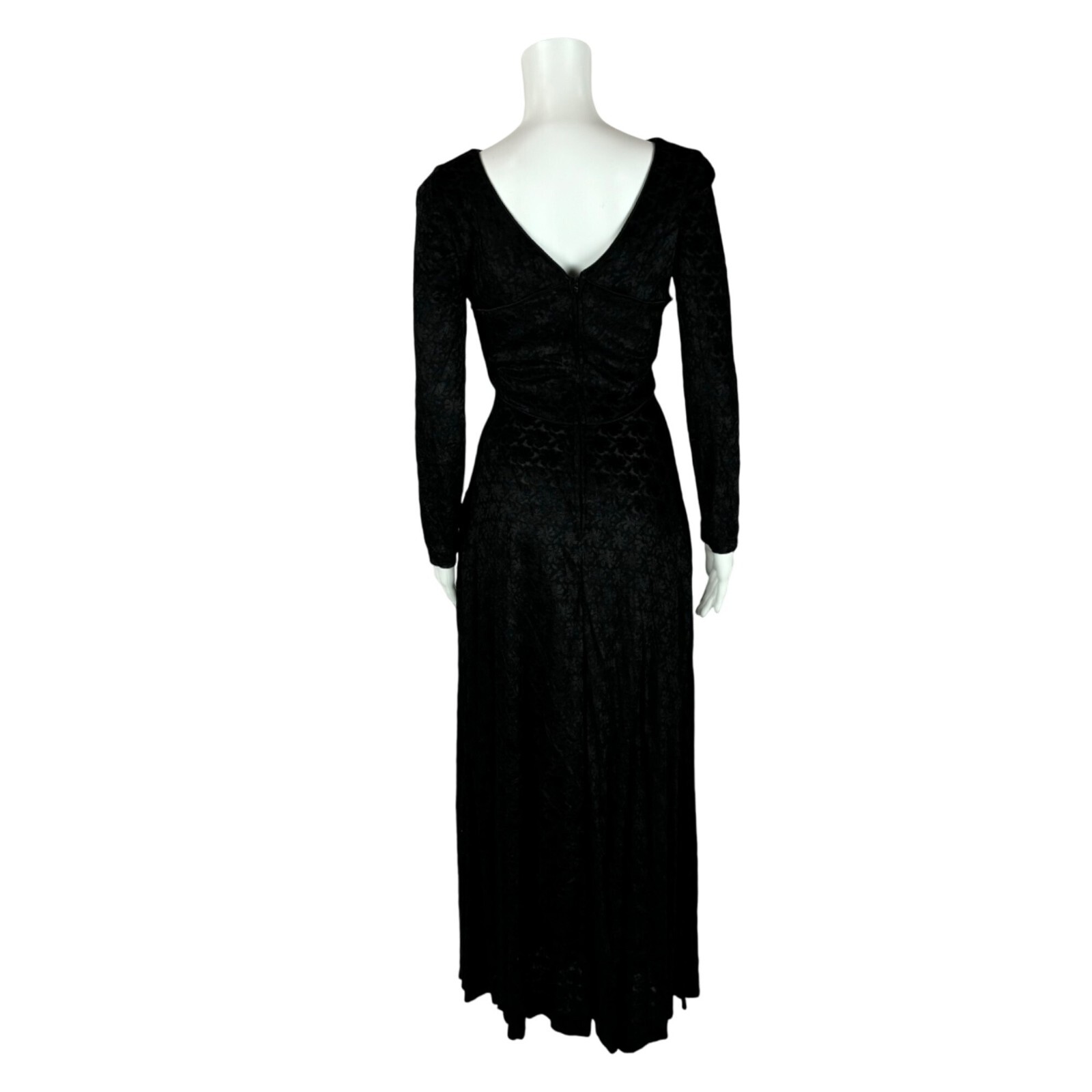 Vintage 70s Maxi Dress Women’s XS Adri Clothes Circuit Black Velvet Dark Floral