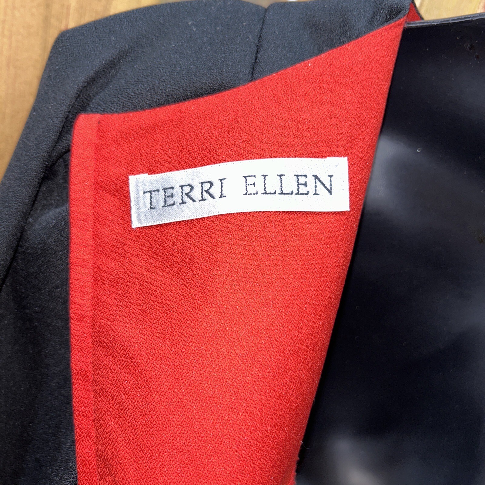 Terri Ellen Vintage 80s Black Red 1/2 Sleeve Dress 9 to 5 Office EUC Secretary