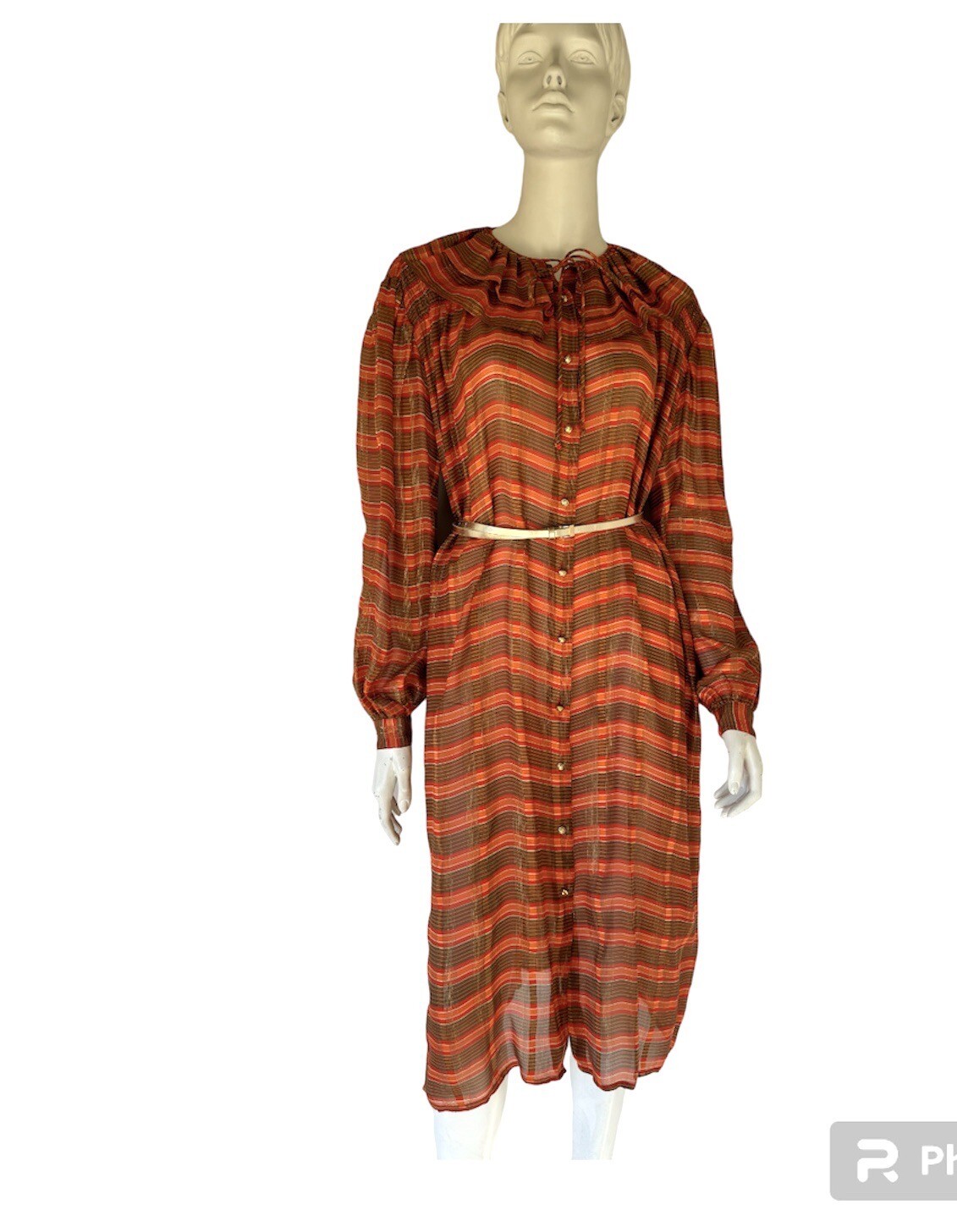 Rare vtg Valentino Studio Jack Mulqueen 70’s semi sheer silk metallic M/6
