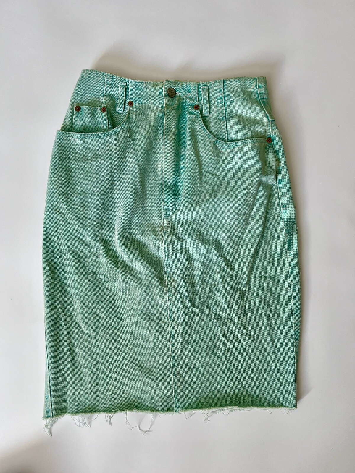 Vintage Et Vous Distressed Denim Jacket And Skirt