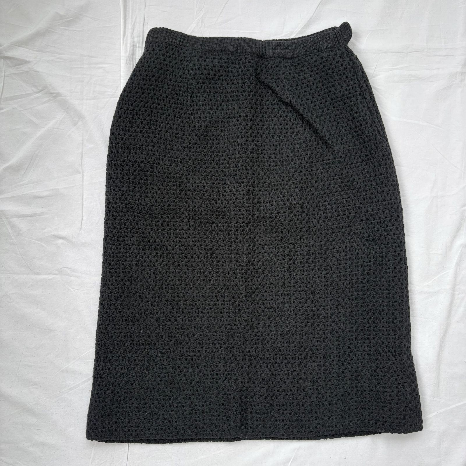 VTG 1950s-60s PENCIL SKIRT -modern sz XS – textured WOOL – Dark Academia Twee