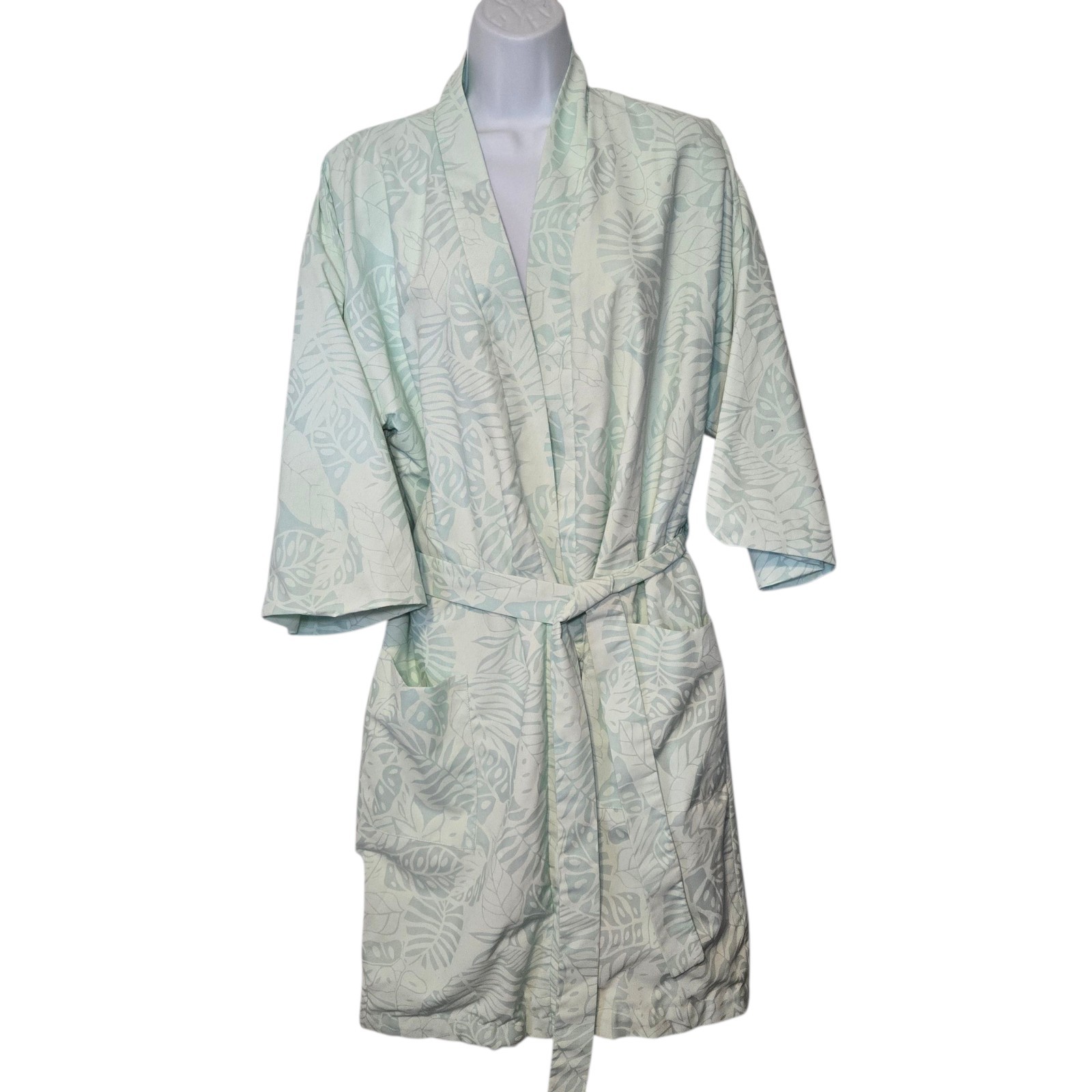 Vtg Sincerely Natalie 1980s Bath Towel Womens Terrycloth Lined Robe Pastel Green