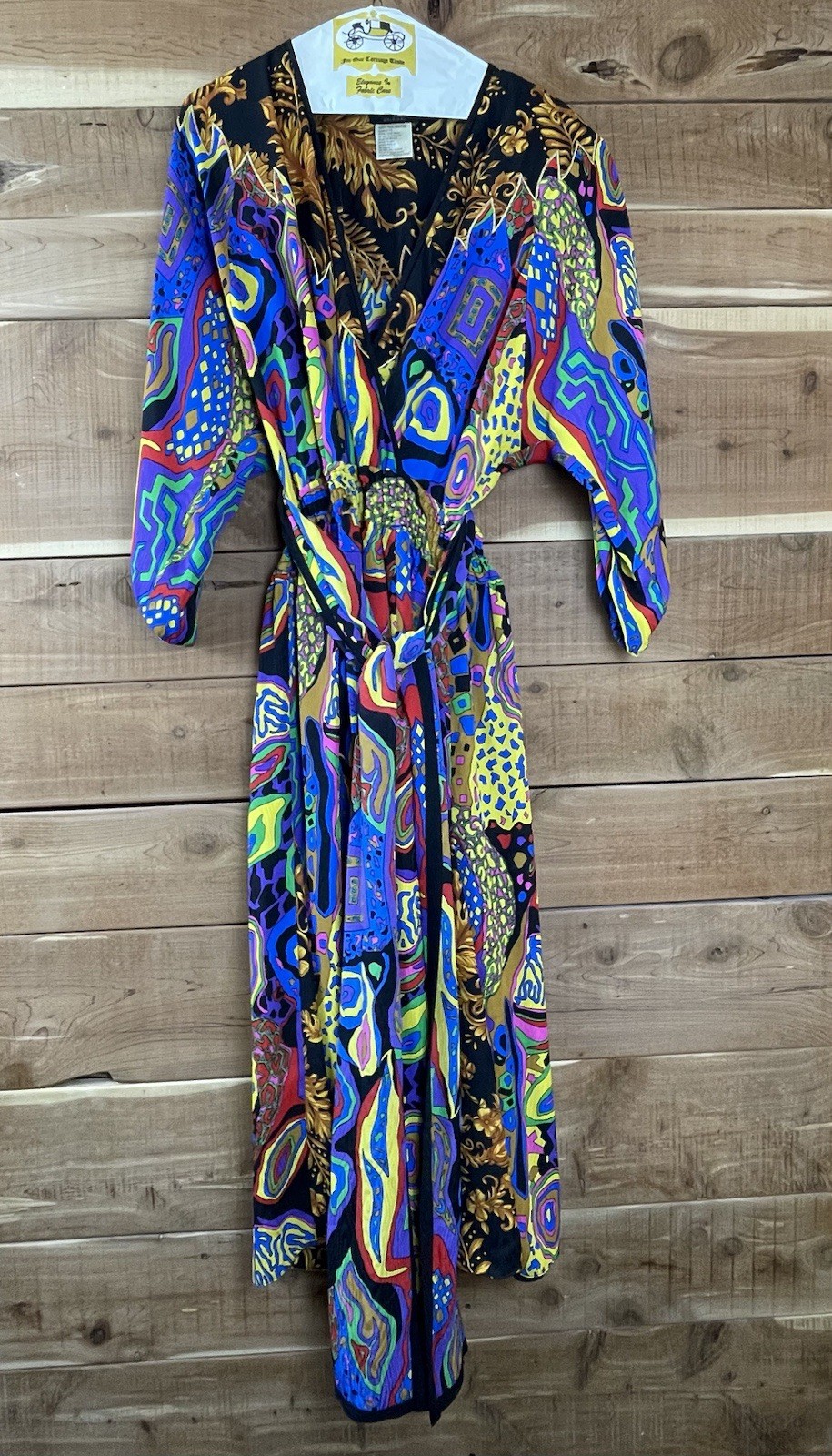 VINTAGE 1980s DIANE FREIS ORIGINAL POLYESTER W SCARF WOMEN’S DRESS, L-XL