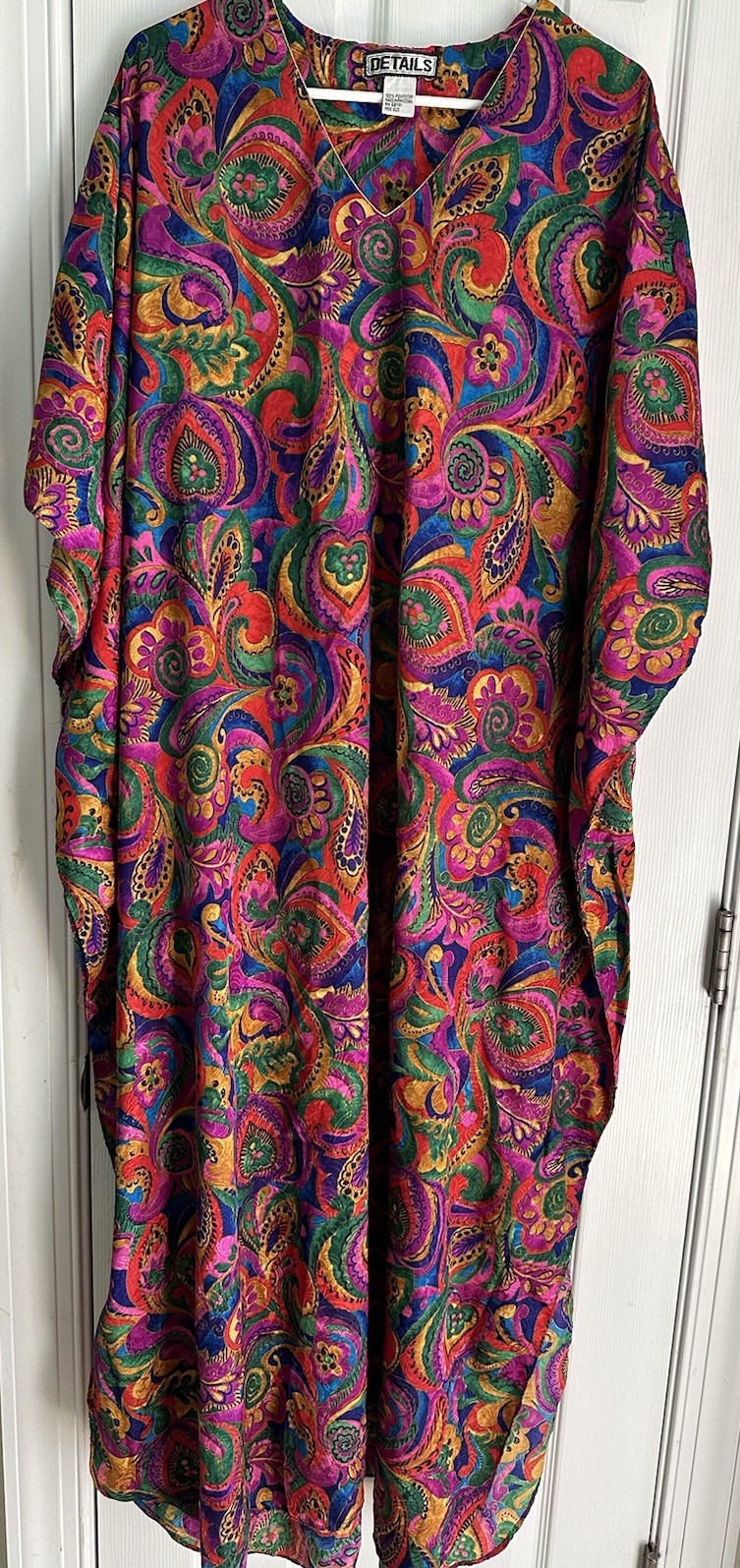 Vintage 80’s Details Colorful Caftan Kaftan Paisley Lounge Dress Mumu One Sz