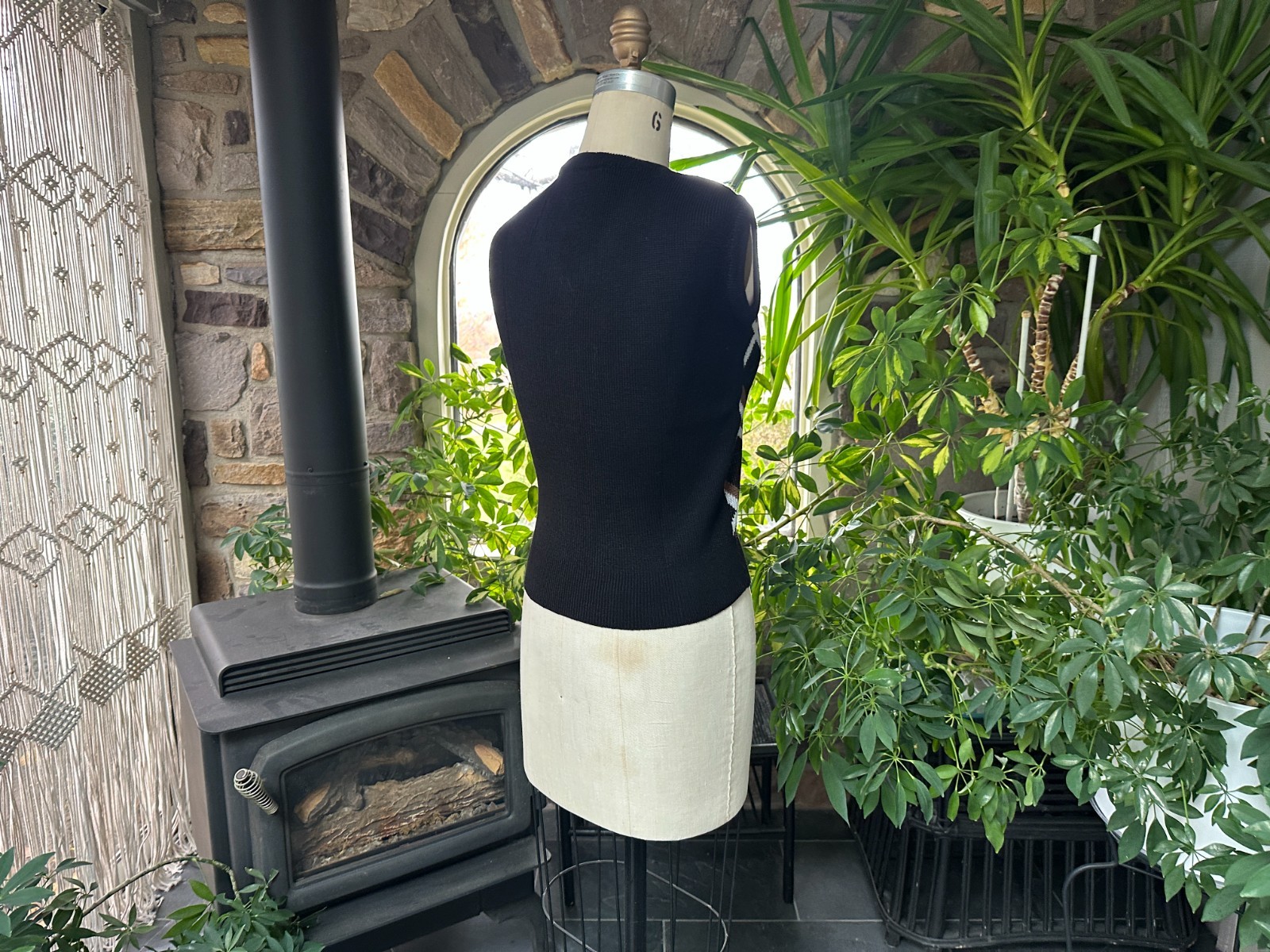 Vintage 1970s Black Brown White Diamond V Neck Sweater Vest Allison’s Closet