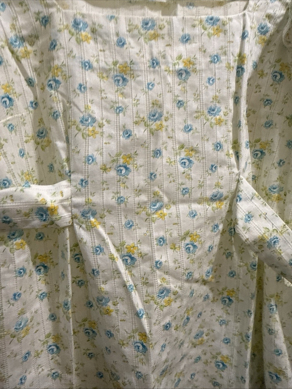 Vtg 70s Smock Shirt Dress Floral Cottagecore Country Fairy Hippy