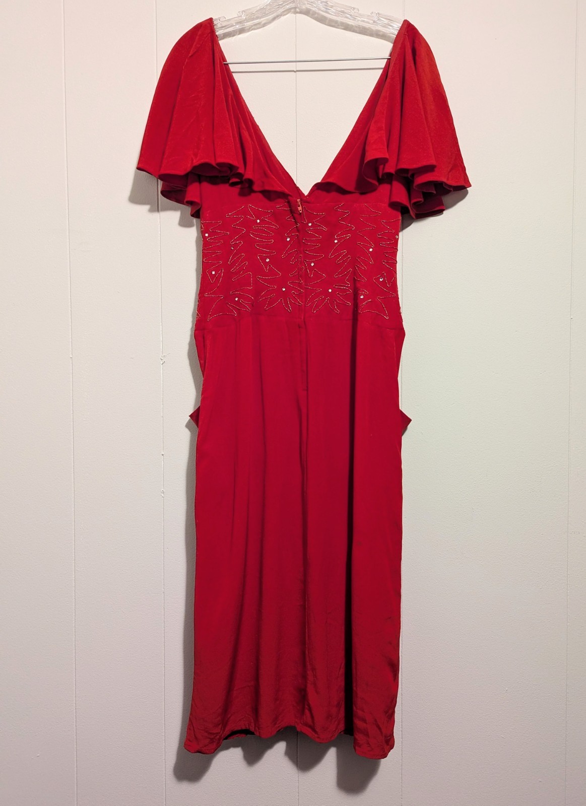 Vintage Casadei Women’s Red Rayon SEXY 80s 40s Rhinestone AS IS Party Dress