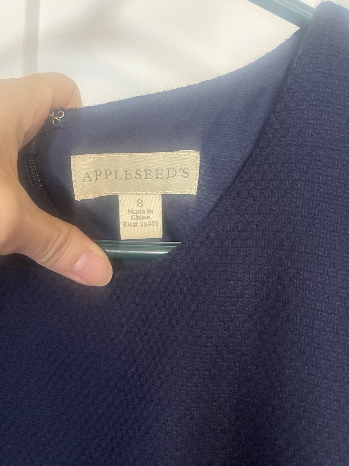 VTG APPLESEED’S Sheath Suit Dress 2 Pieces Navy W/ White Sz 8Business Church
