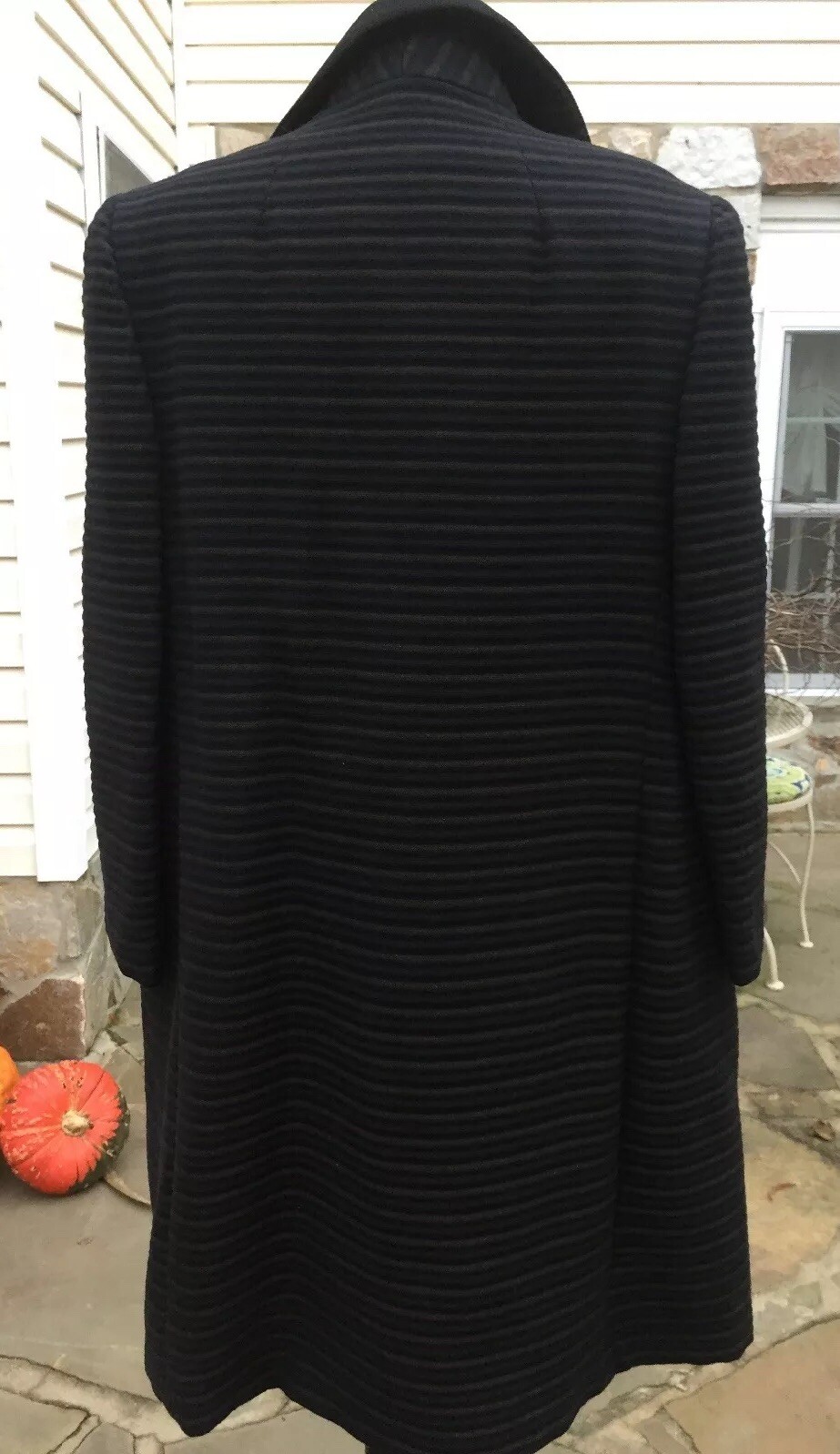 Textured Black/Brown/Navy Striped Coat 1950’s From Jaywein Arbitman NY Size M