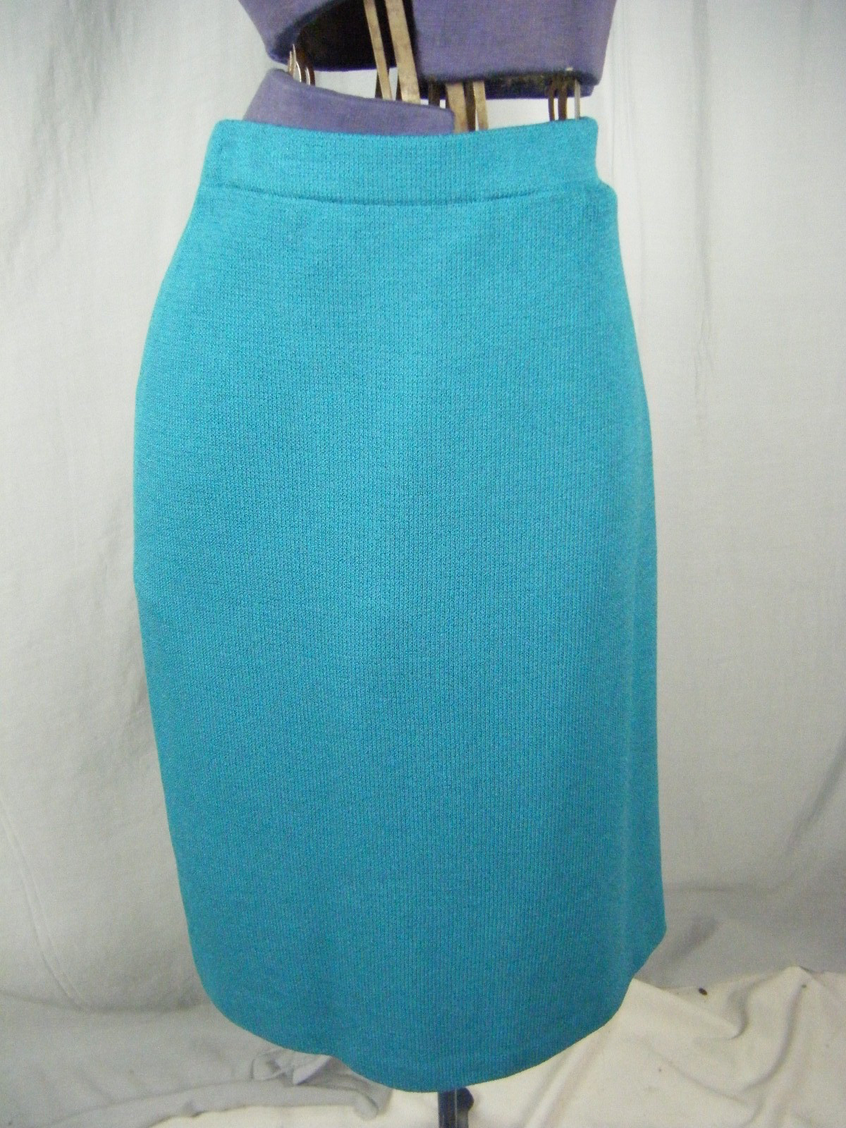 ST JOHN COLLECTION Peacock Blue Santana Straight Skirt Sz 12-Waist 32 to 36”