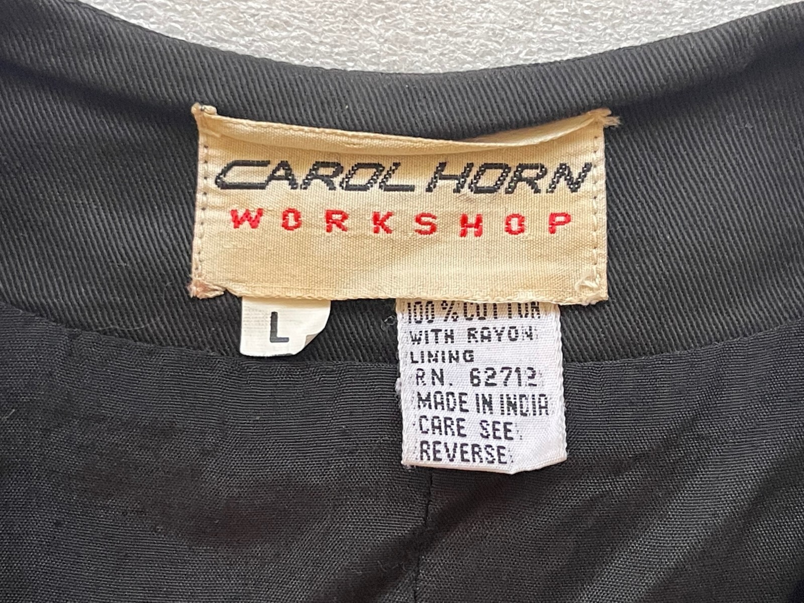 VINTAGE CAROL HORN WORKSHOP, WOMEN’S L, BLACK WESTERN HORSE THEME COTTON VEST