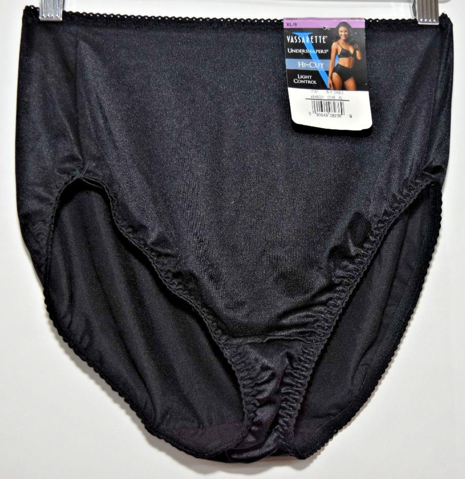 Vintage Style Vassarette Undershapers Nylon Light Black 48001 Hi Cut XL panty