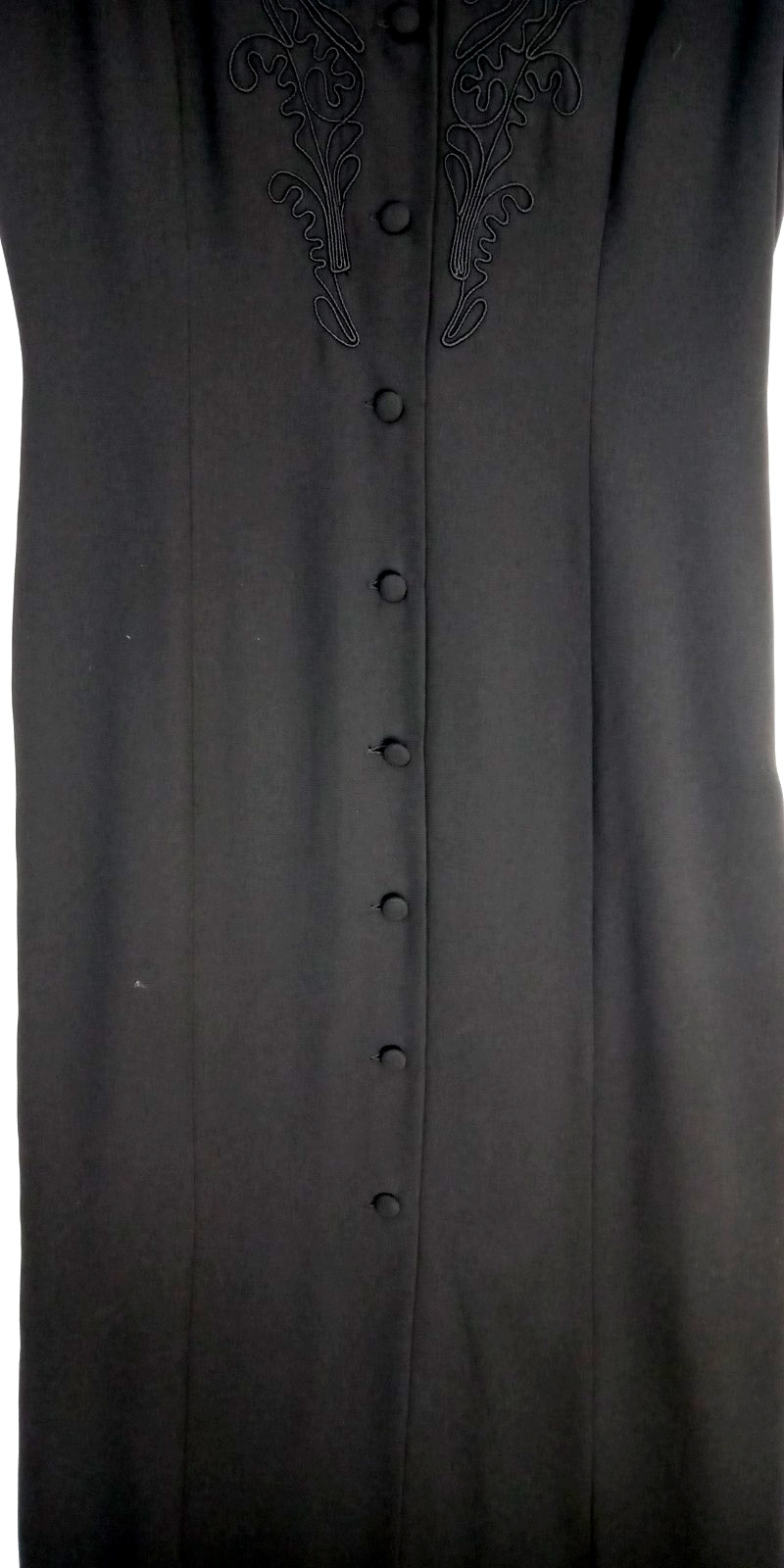 Vintage Maggie London Dress Women’s 12 Long Buttons Short Sleeve Tie 90s Y2K