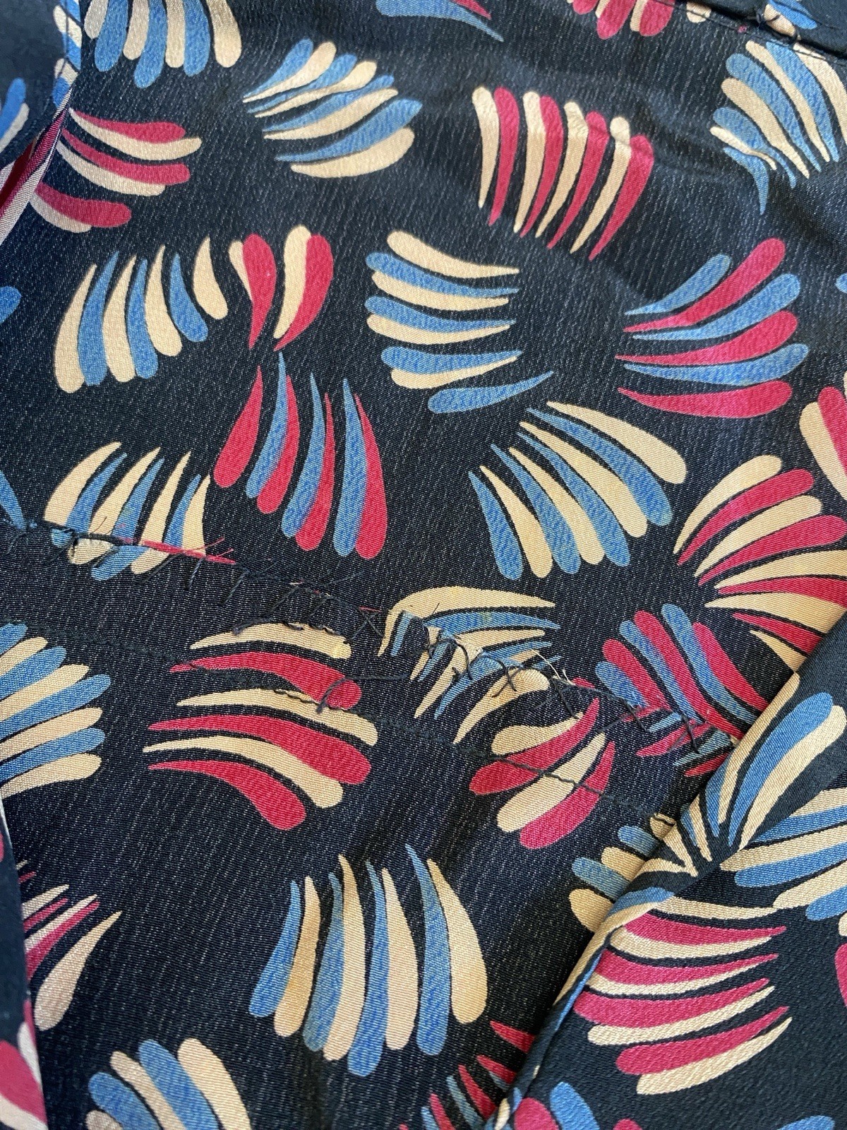 Vintage Handmade S 100% Silk Blouse Top Short Sleeve Abstract