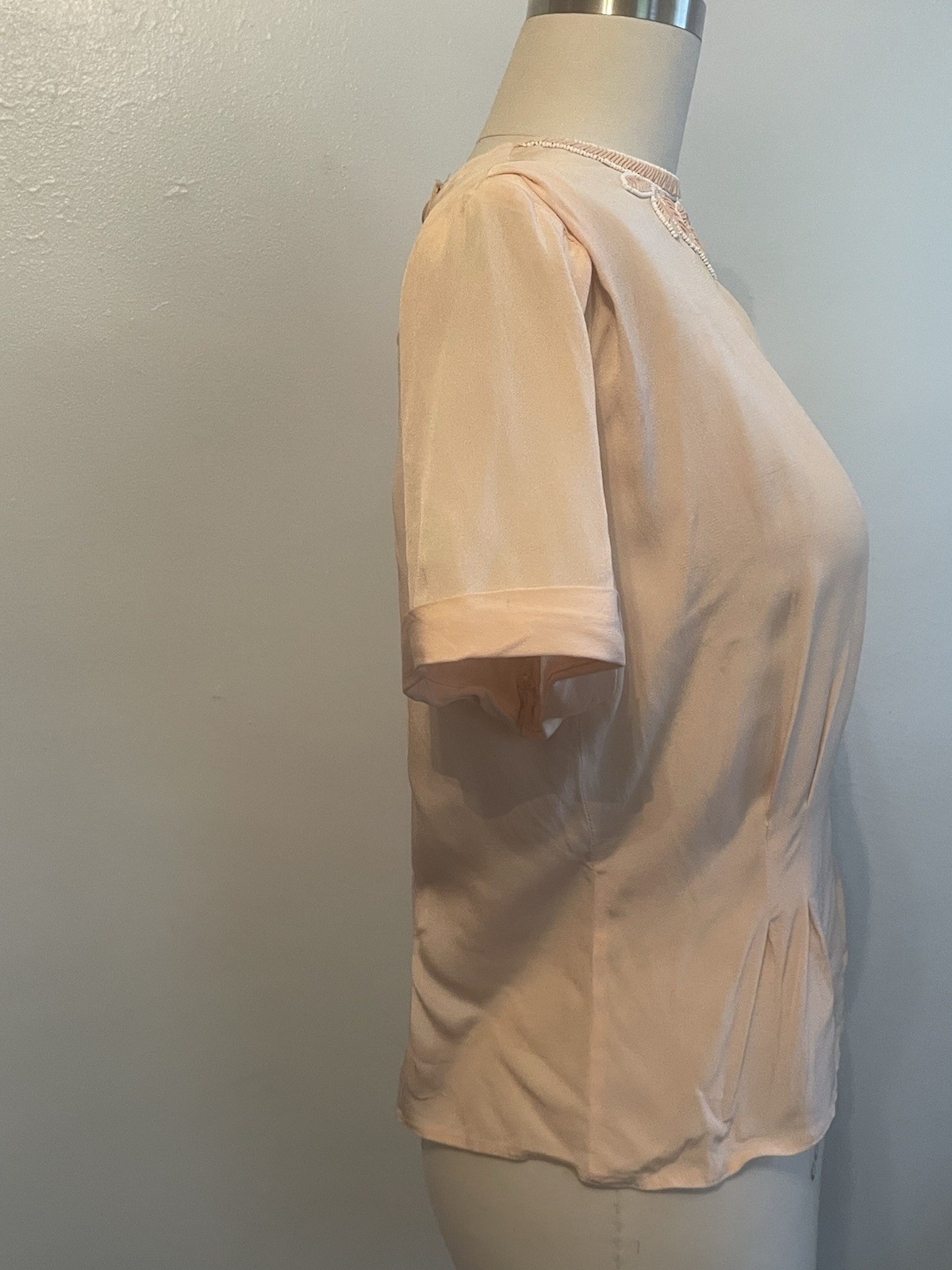 Petal Pink Late 1940s 40s Early 1950s 50s Rayon Blouse M L
