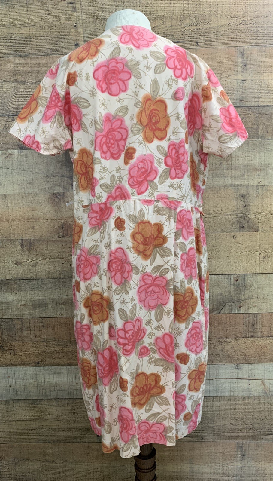 Vintage 1950’s Cotton Button Front Floral Dress Bust 44”/38”Waist