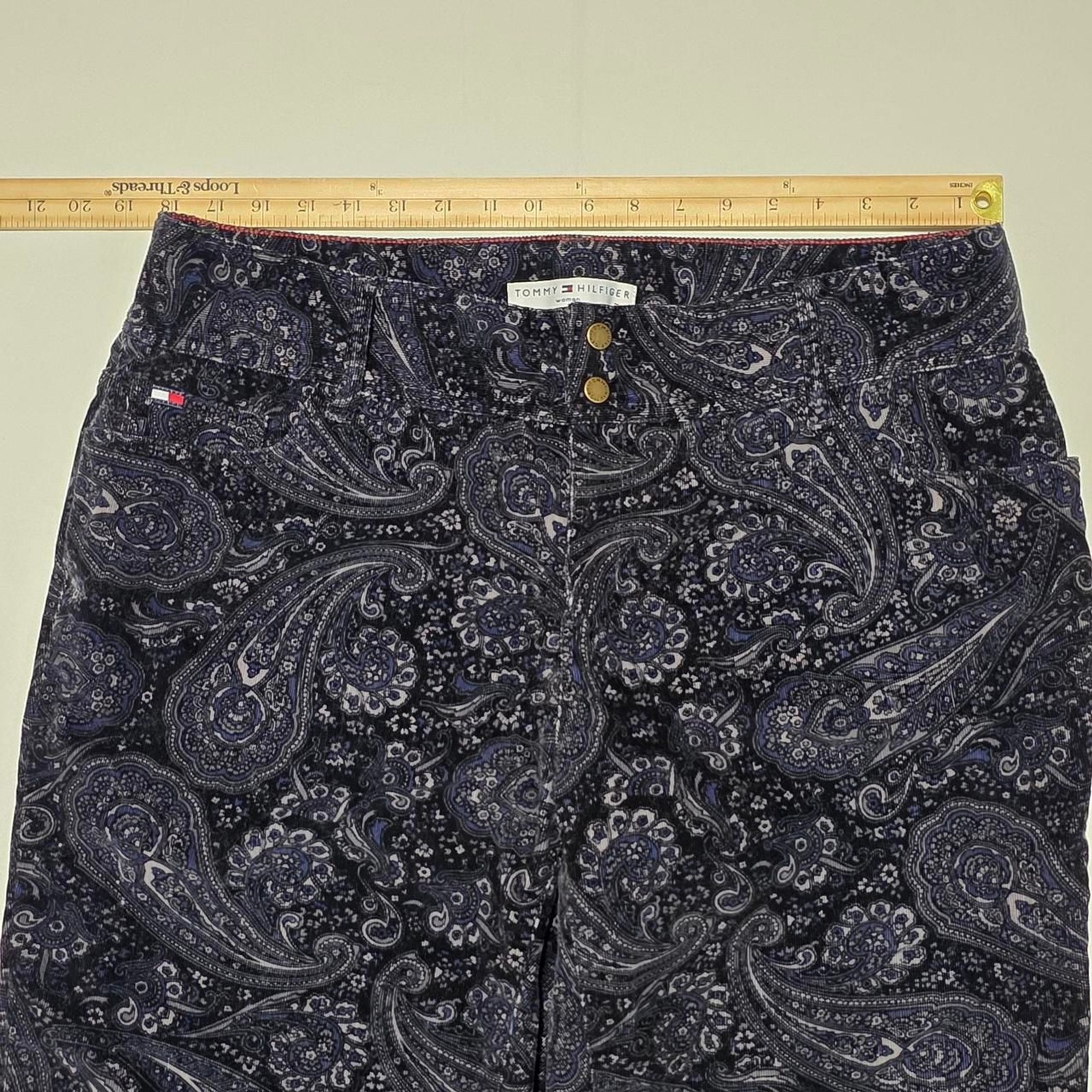 Tommy Hilfiger corduroy paisley flare/wide leg pants women’s size 16 y2k era