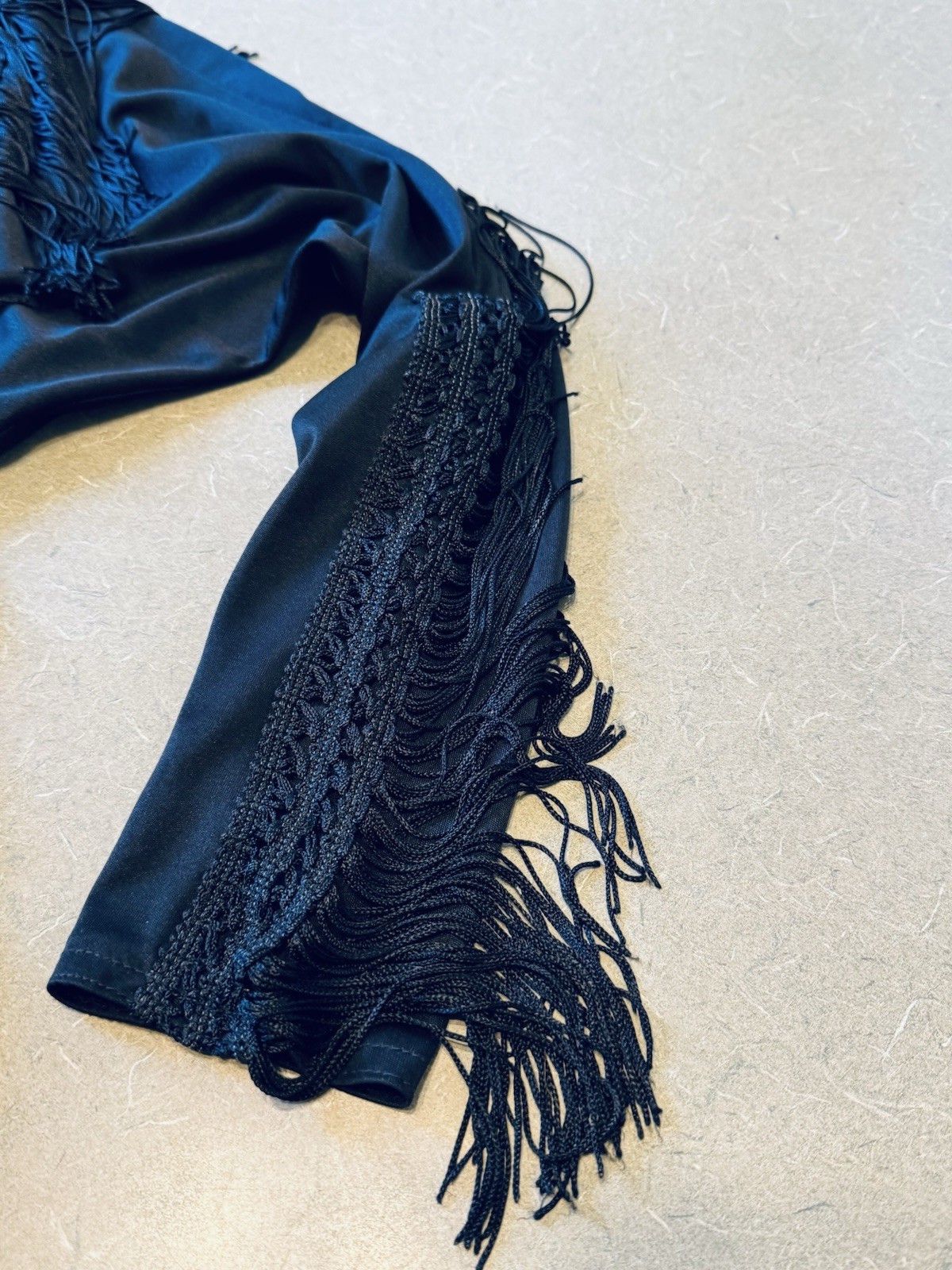 Vintage Frederick’s of Hollywood Black Fringe Disco Jumpsuit Wide Leg Boho S/M