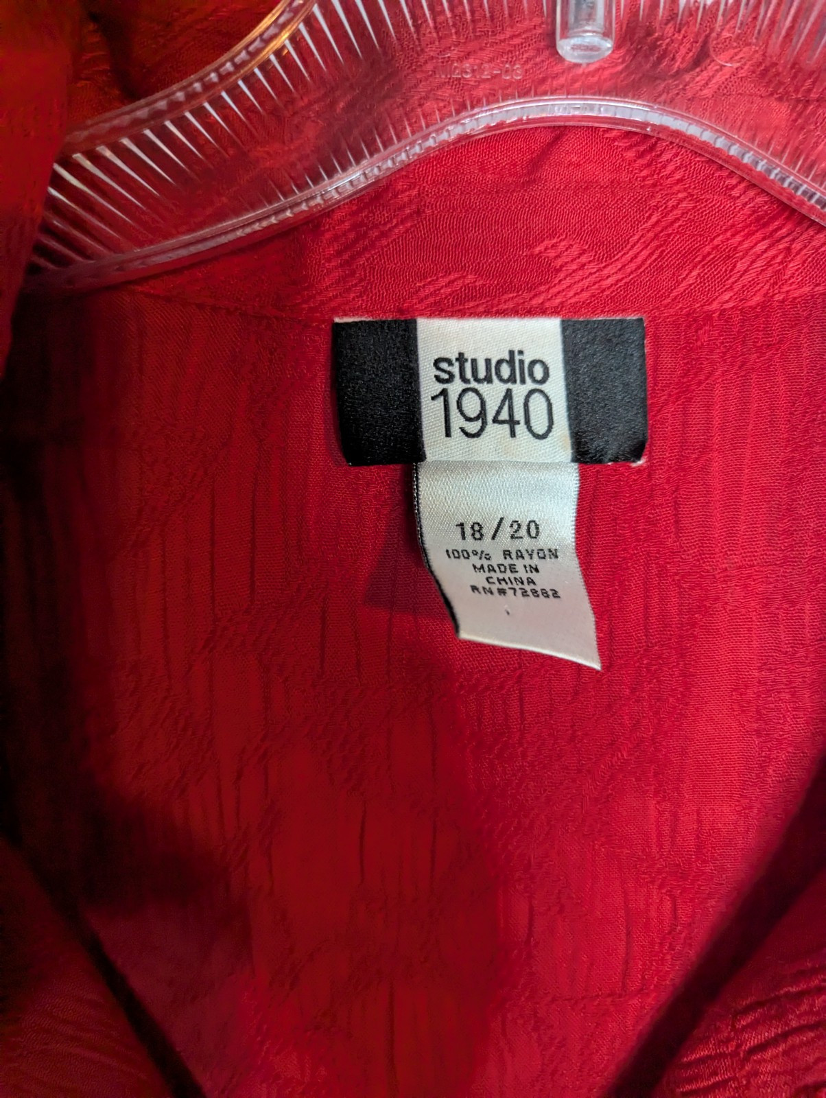 VTG Studio 1940 Red Lace Collar Mother Of Pearl Button Top Sz 18/20 Retro 80s