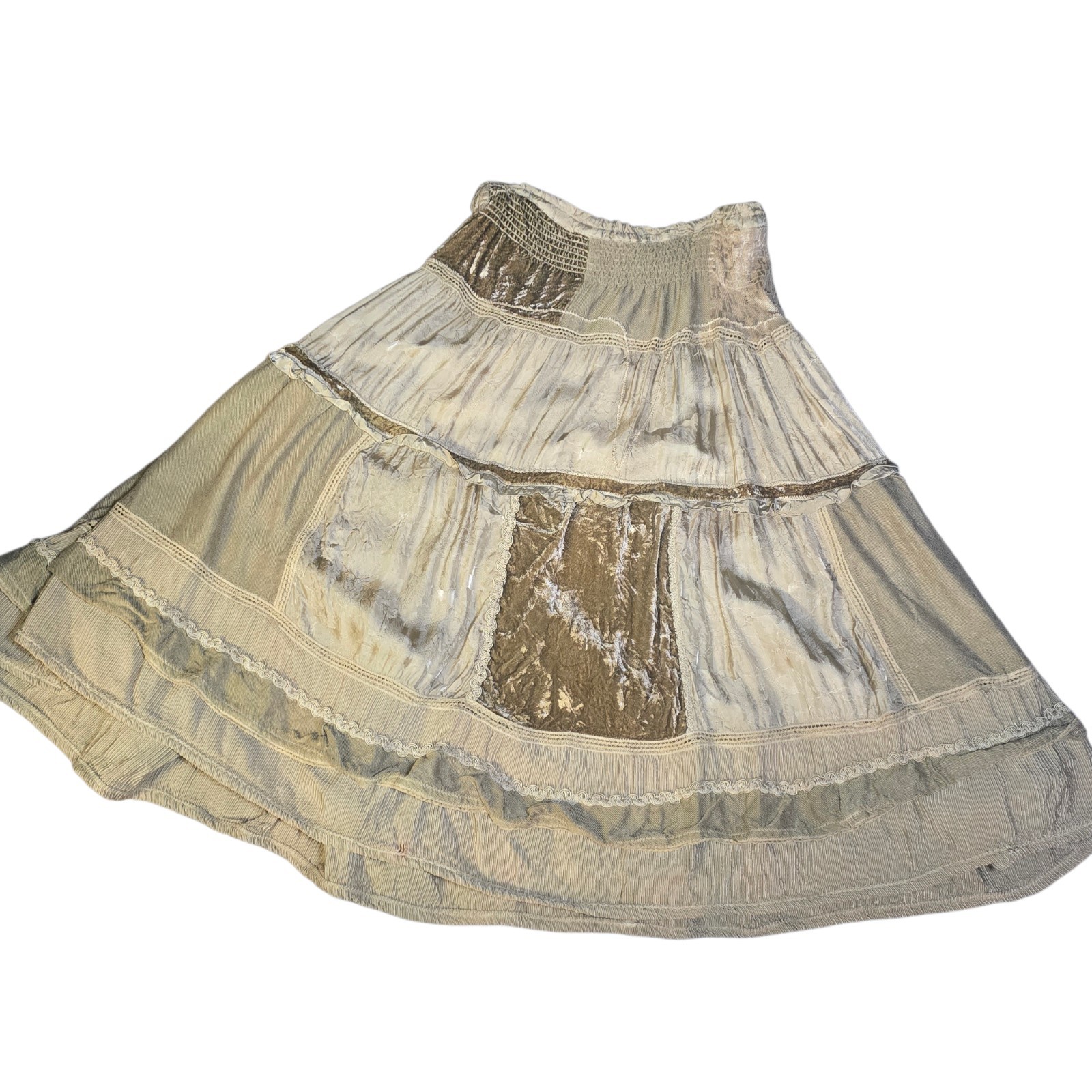 Vintage Modelle Velvet Lace Peasant Midevil Theater Green Midi Skirt See Notes