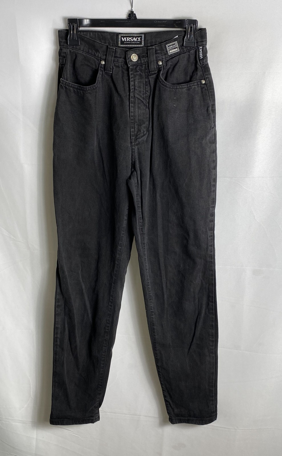 Vintage Y2K Versace Jeans Couture Women’s Washed Black High Rise Jeans Sz 26