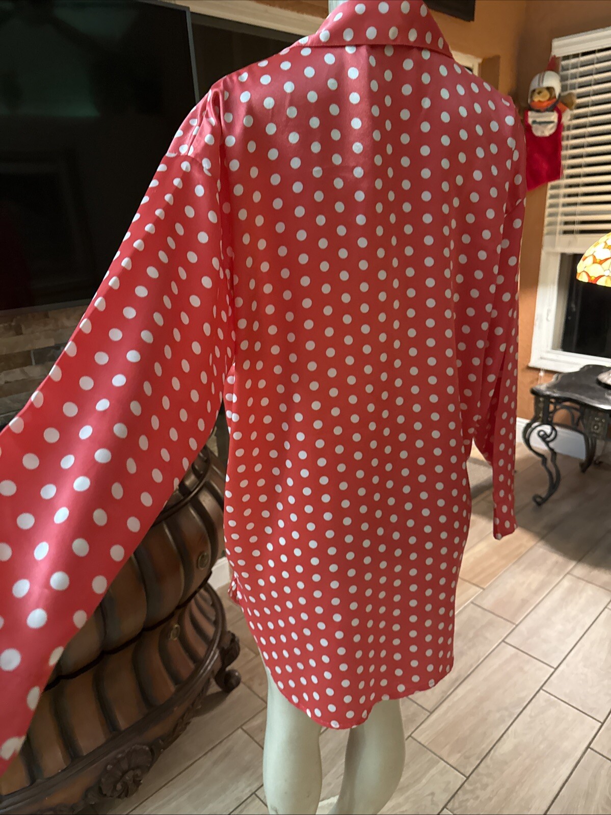 VTG Victoria’s Secret Gold Label Polka Dots Pearl Buttons Sleep ShirtSZ P/S 6b